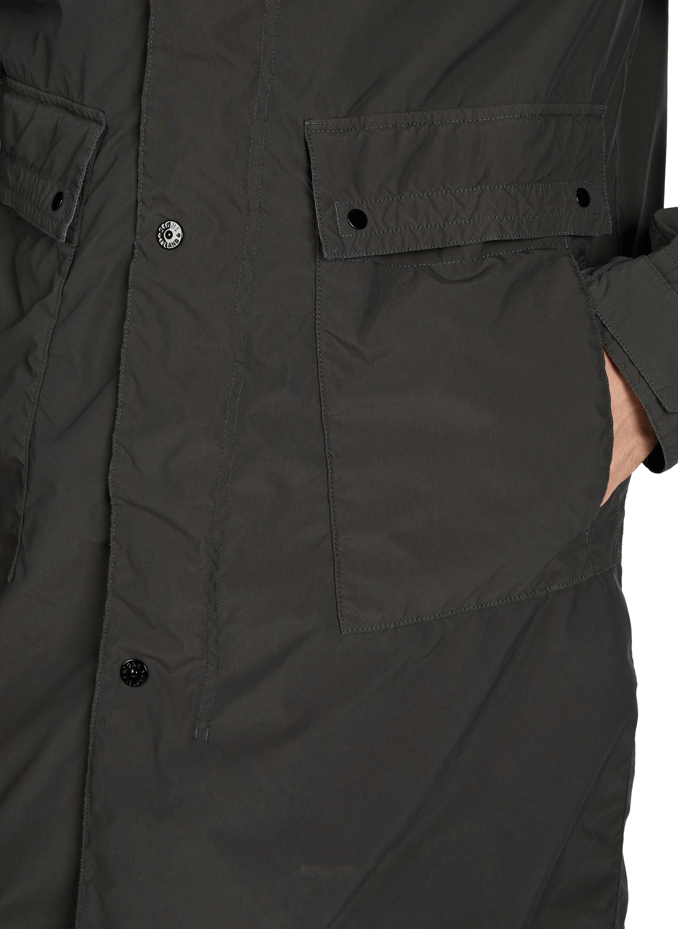 Parka mi-longue à logo STONE ISLAND Gris