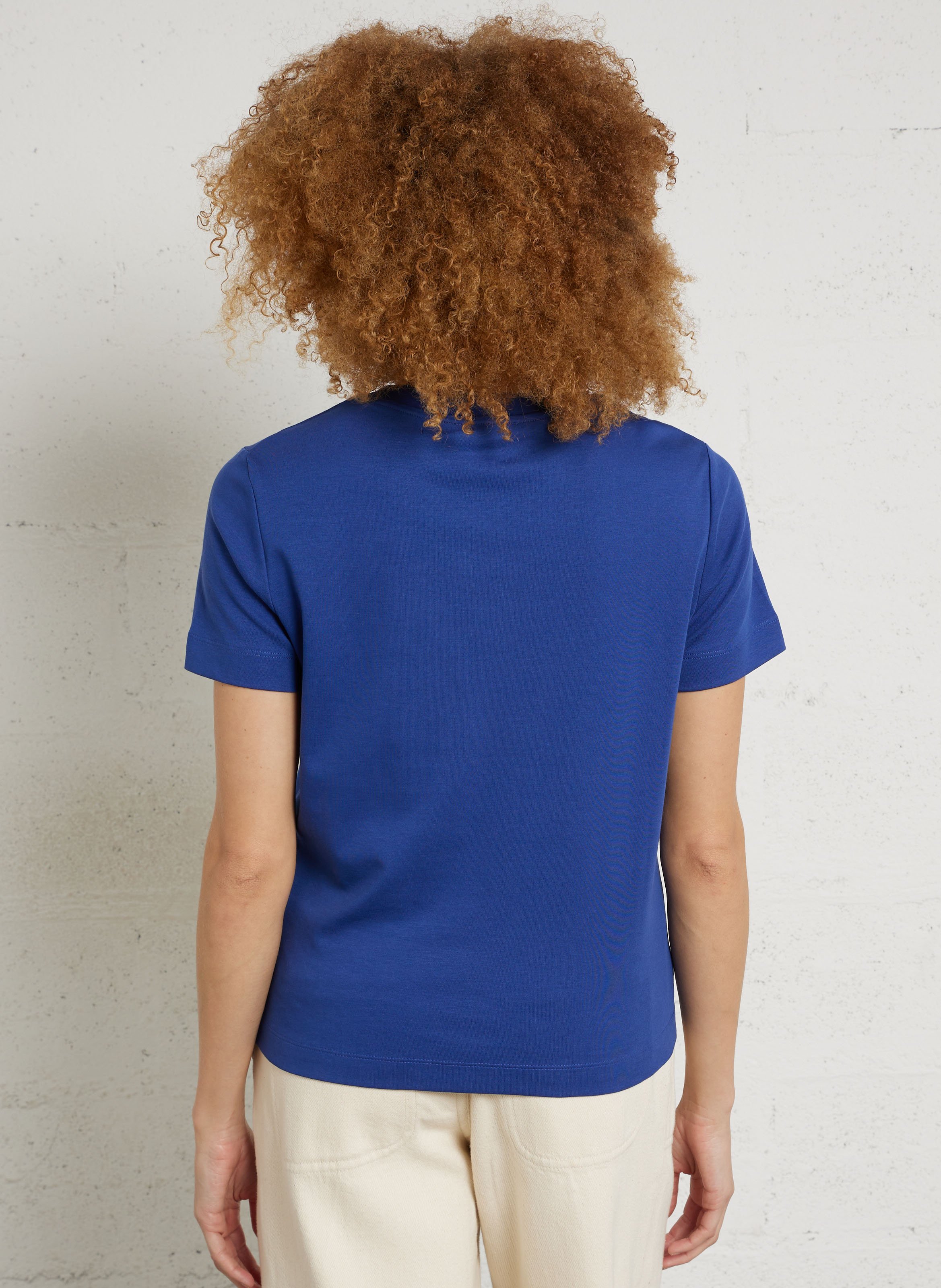 Tee-shirt droit col rond en coton leni MAISON 123 Bleu