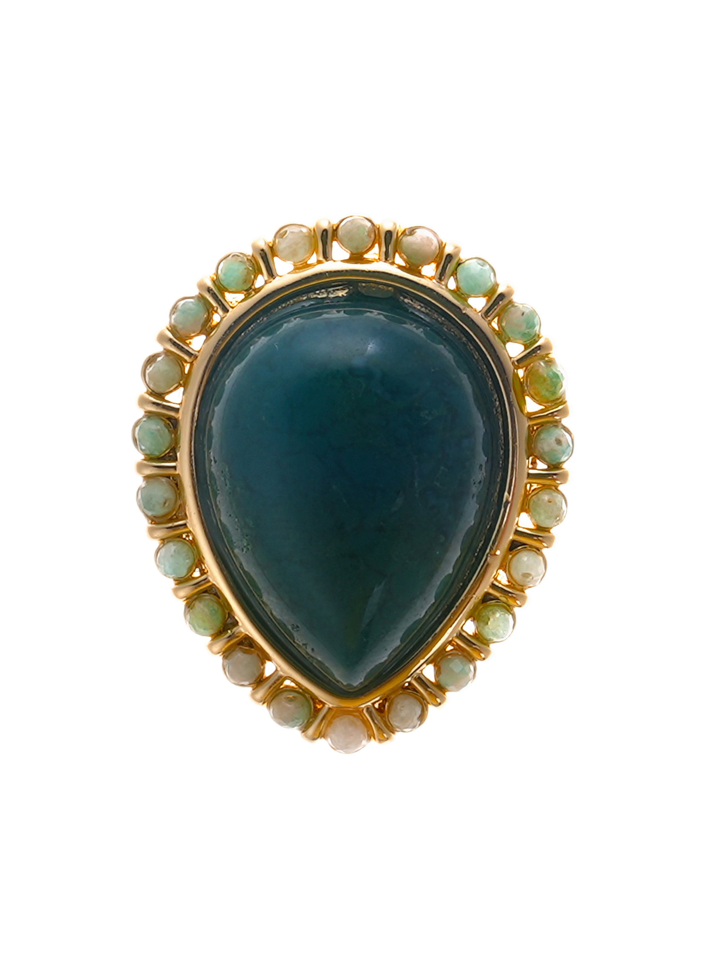 Bague réglable goutte sertie de perles paraty HIPANEMA Vert