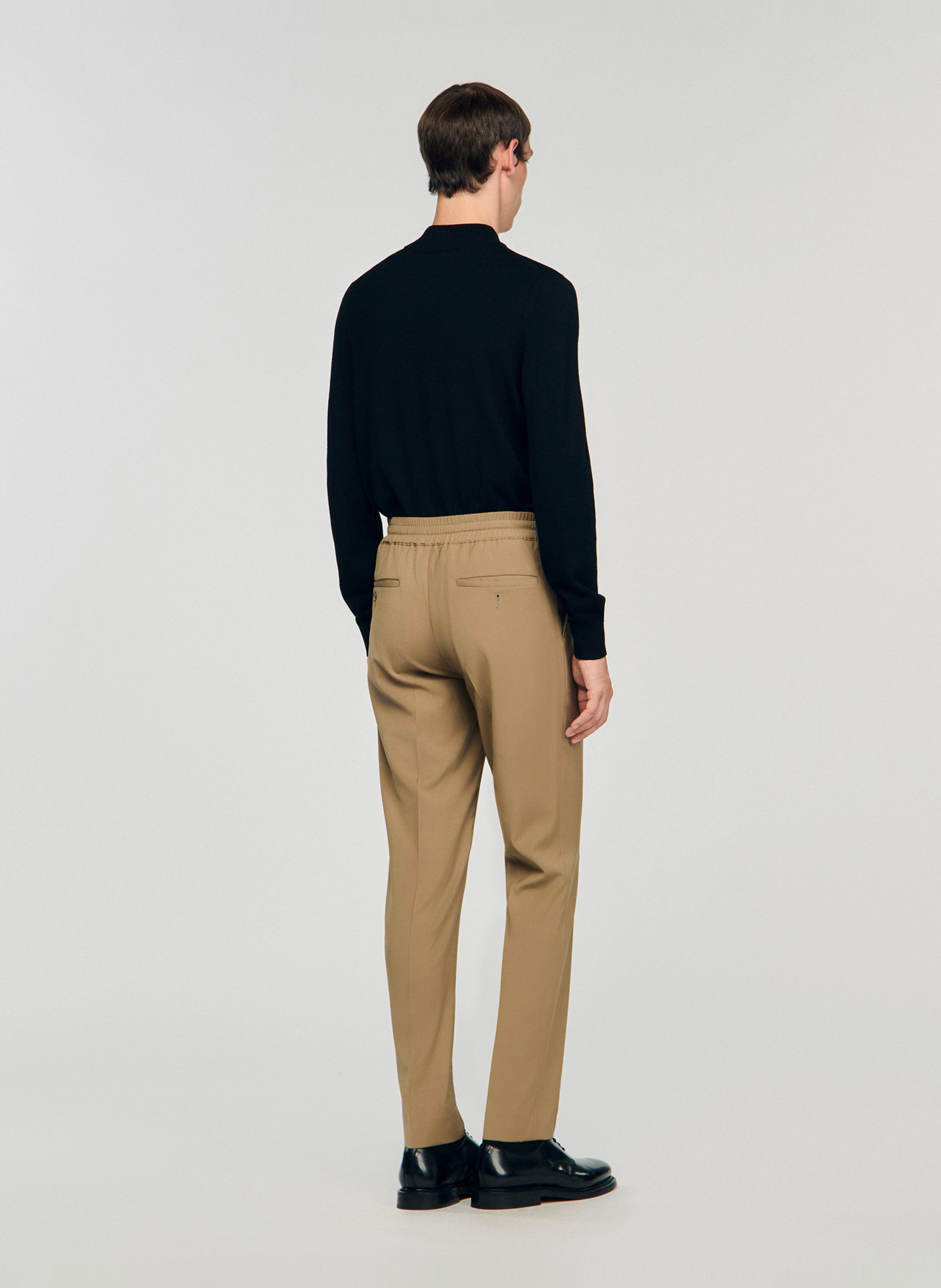 Pantalon droit élastiqué SANDRO Marron