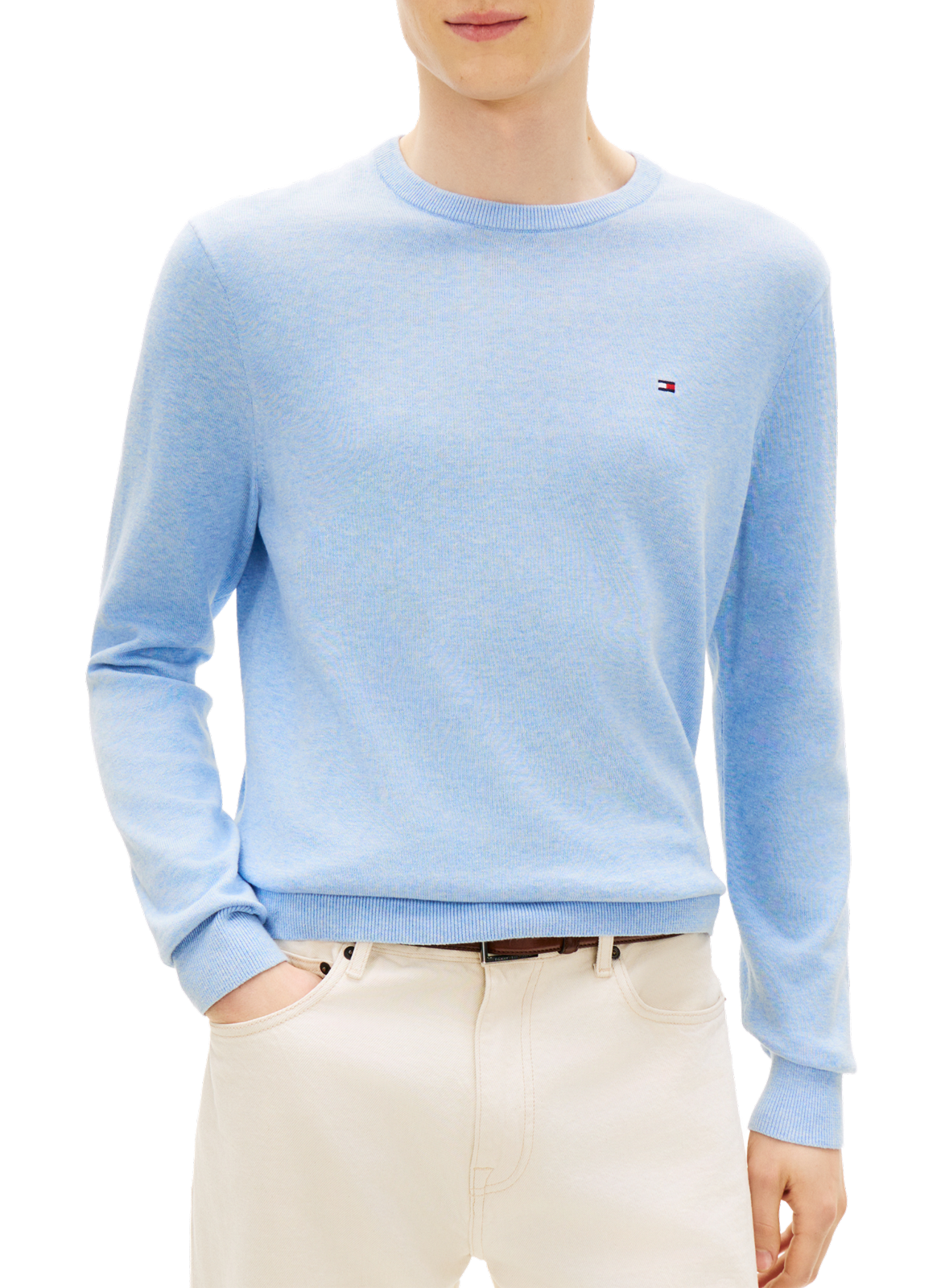 Cotton sweater with embroidered flag TOMMY HILFIGER Blue