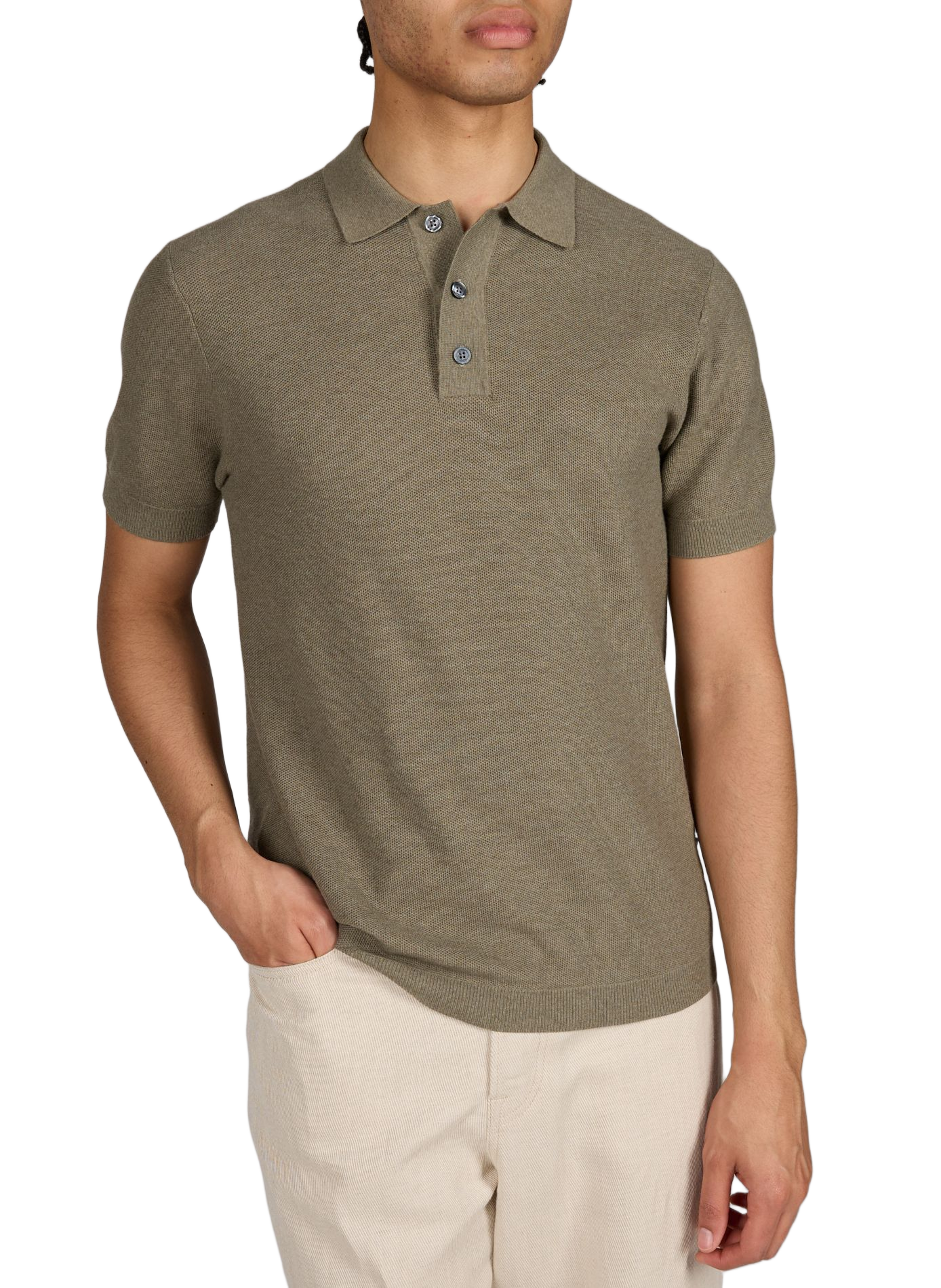Short-sleeved polo in piqué cotton and cashmere HACKETT Green
