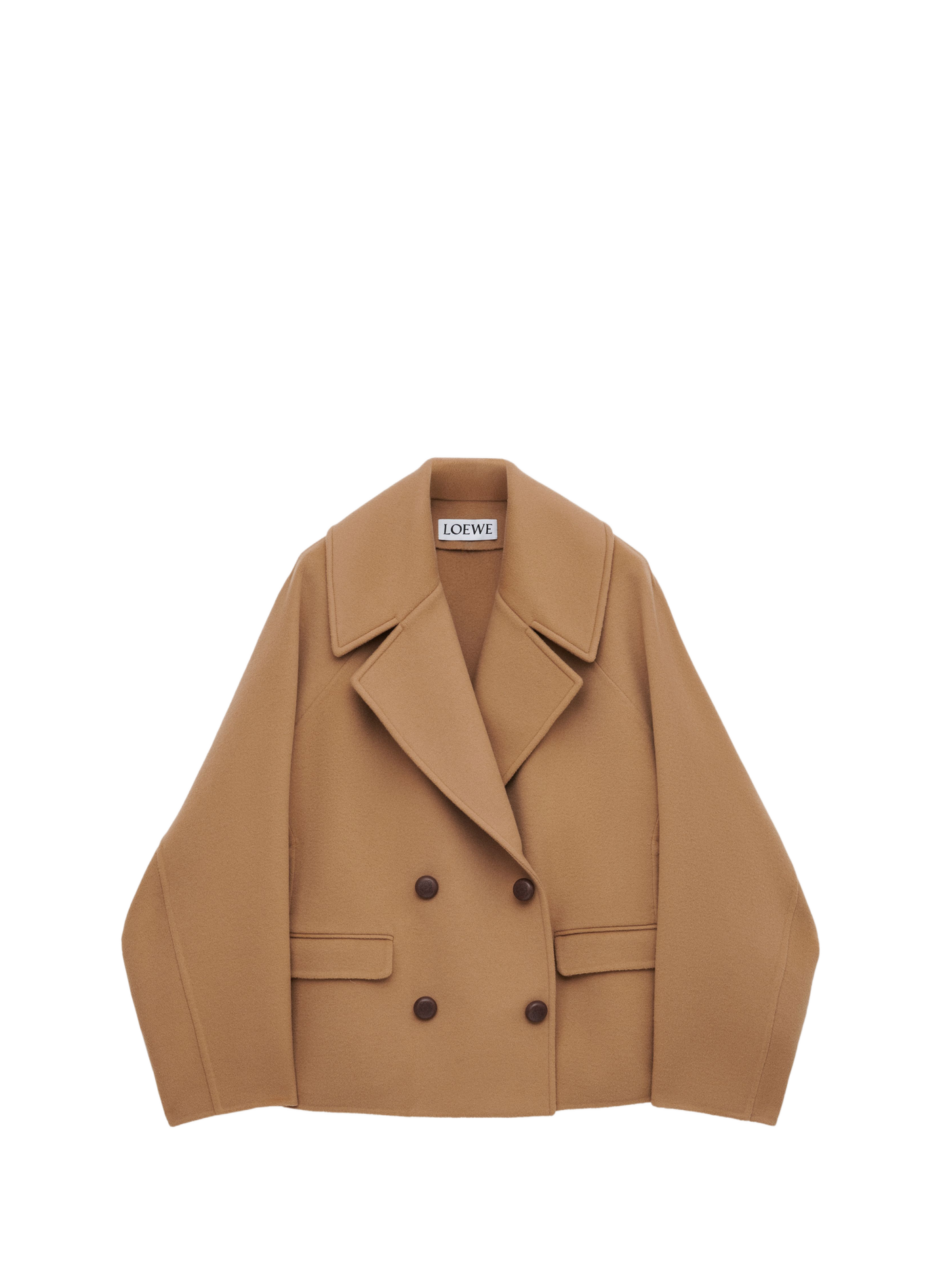 Manteau croisé court en laine LOEWE Marron