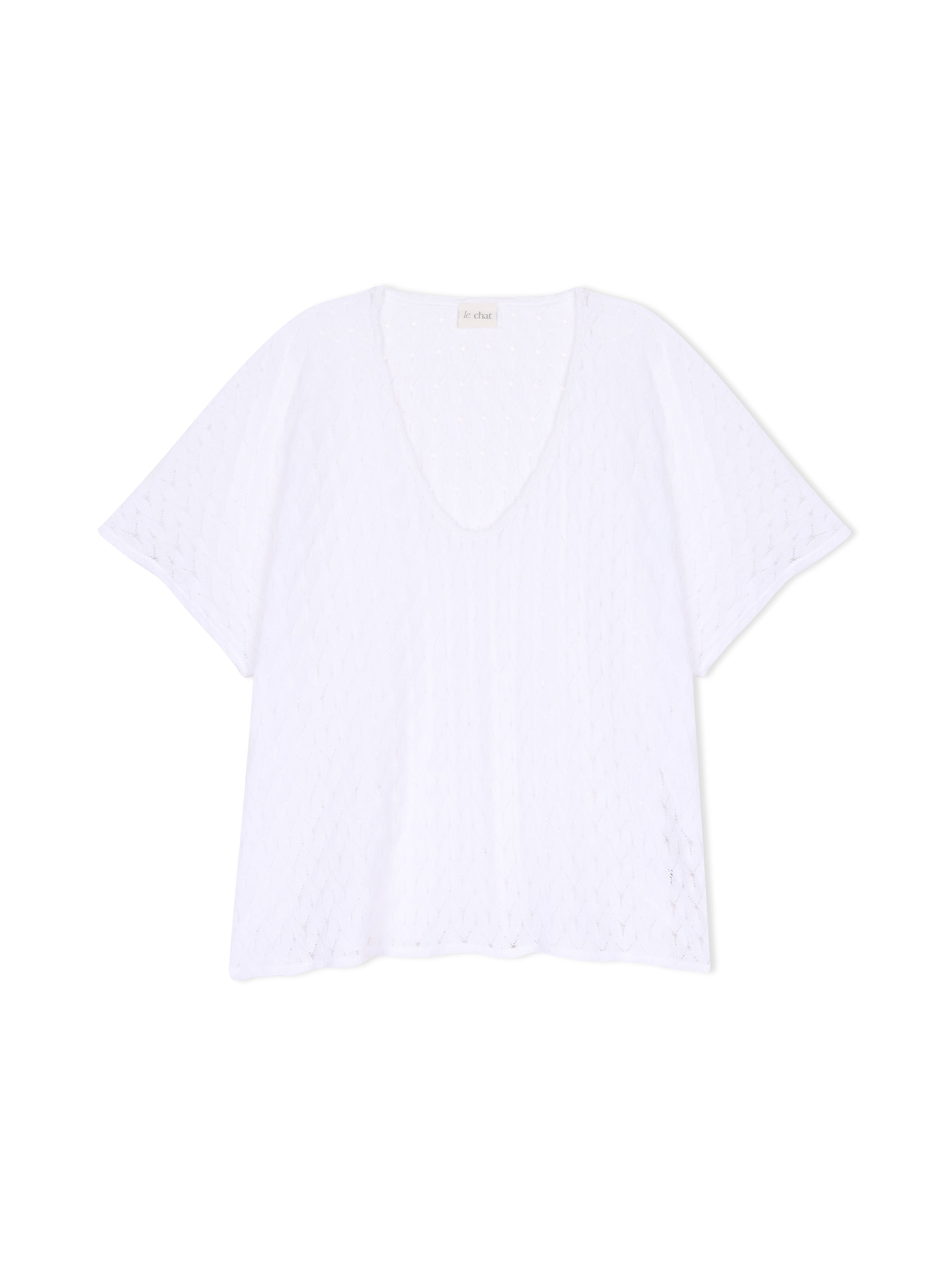 Tee-shirt en maille ajourée paillette 230 LE CHAT Blanc