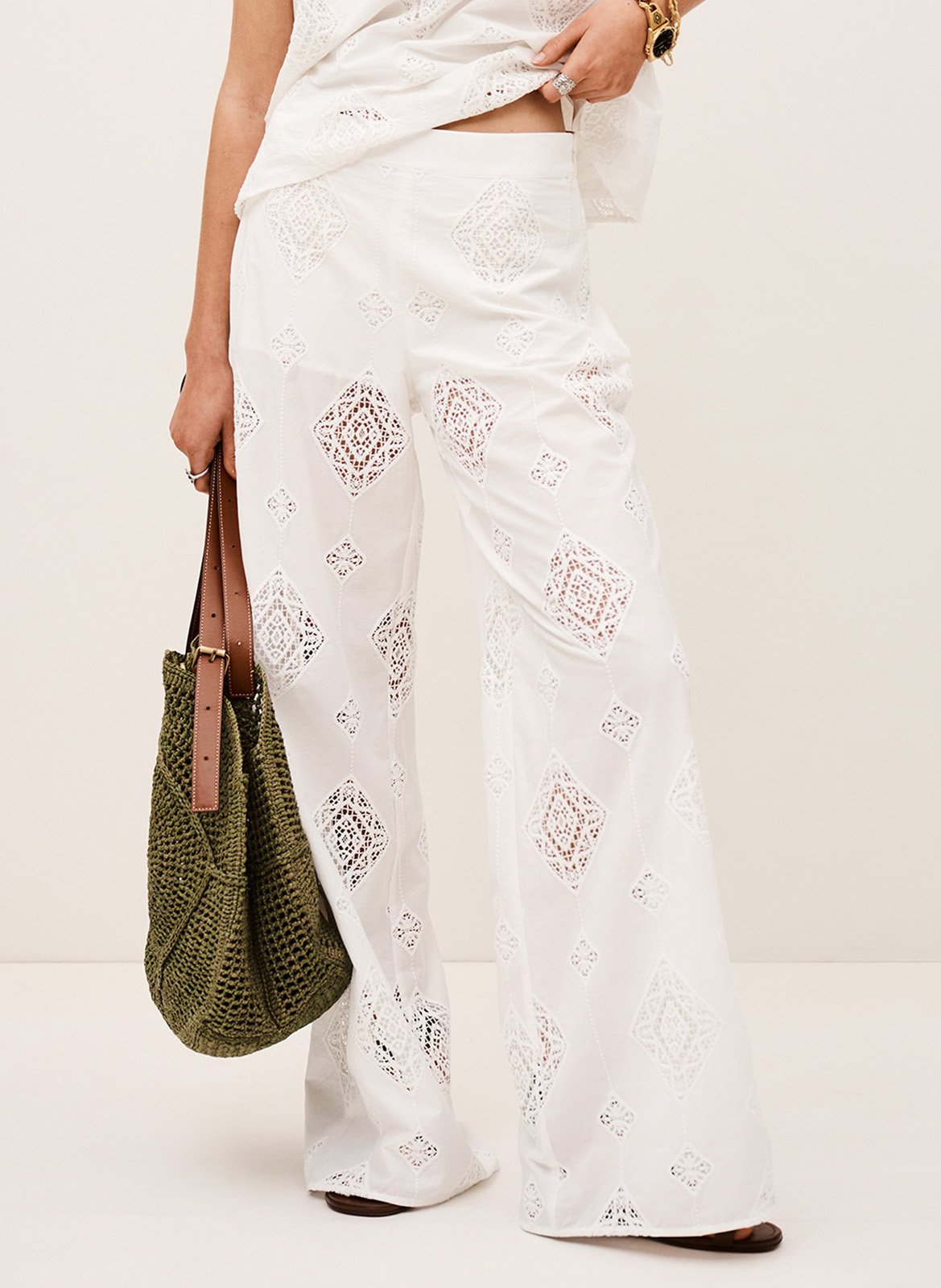 Pantalon droit en coton mélangé mike BA&SH Beige