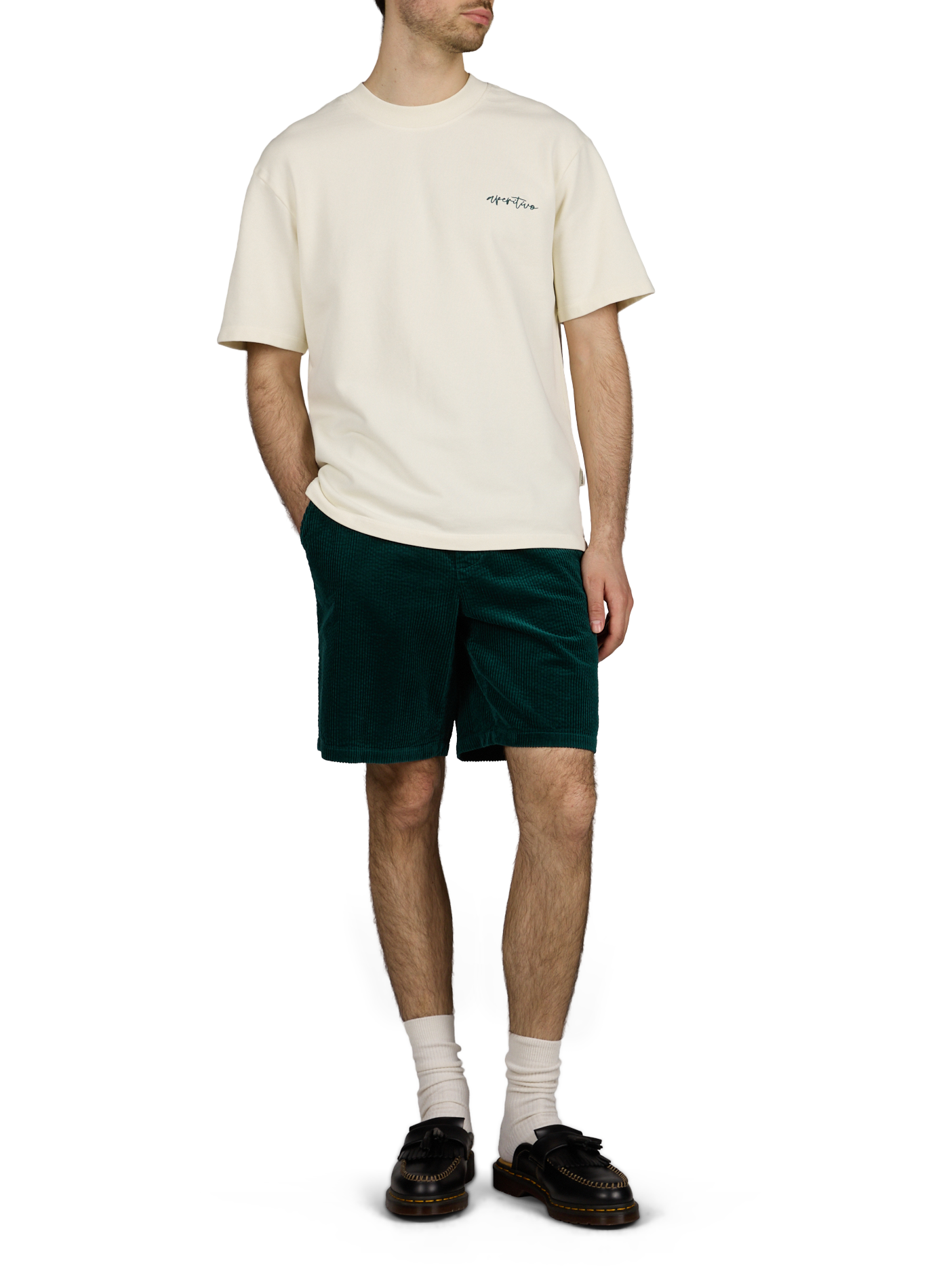 T-shirt droit brodé Terry en coton organique MINIMUM Blanc