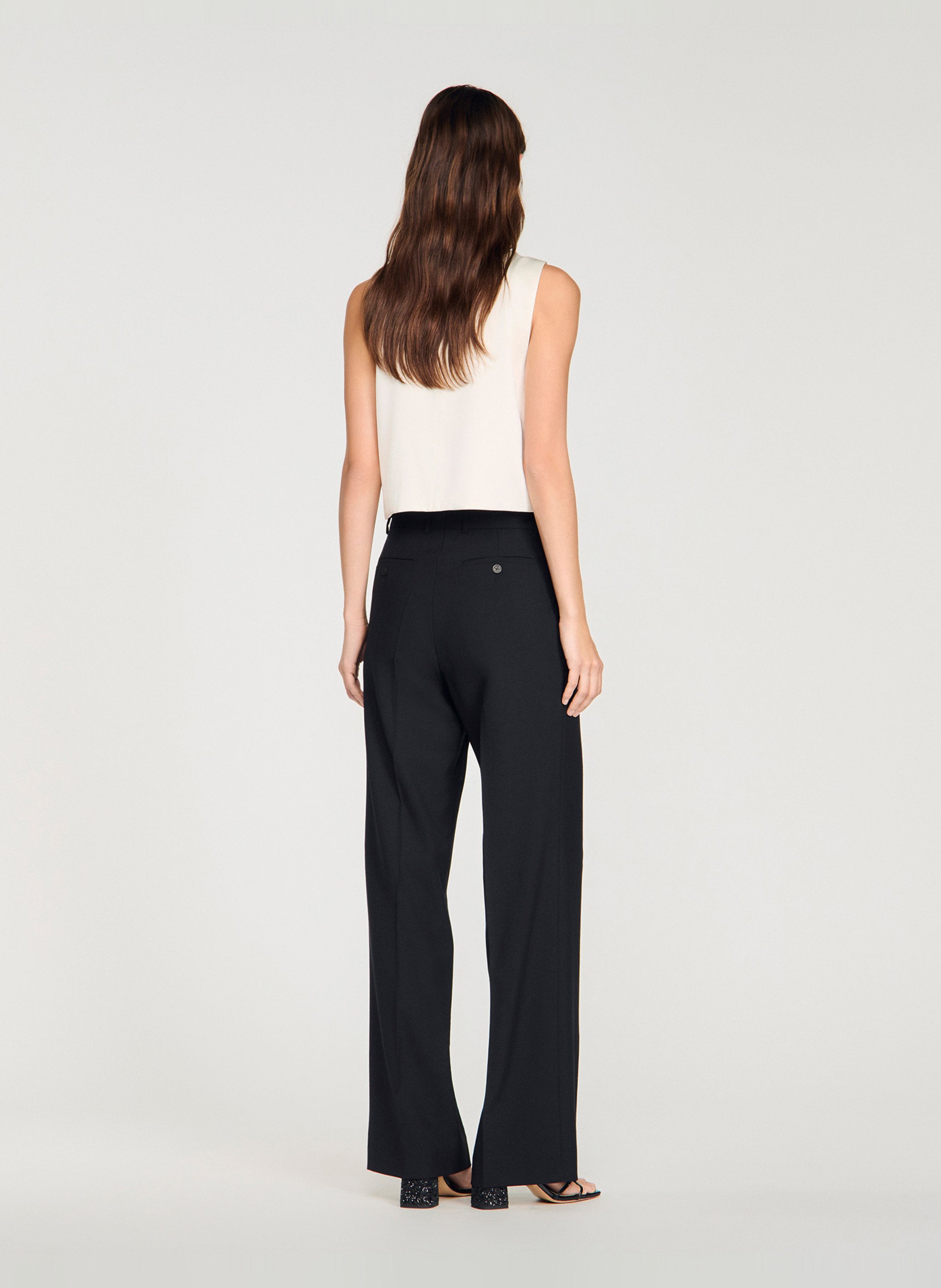 Pantalon tailleur droit uni SANDRO Noir