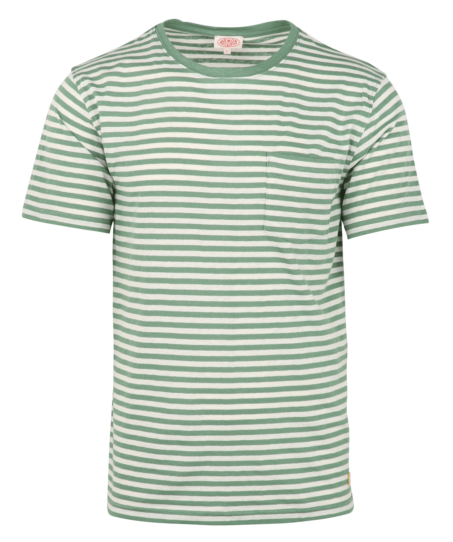 Round neck regular-fit striped T-shirt in mixed cotton ARMOR-LUX Green