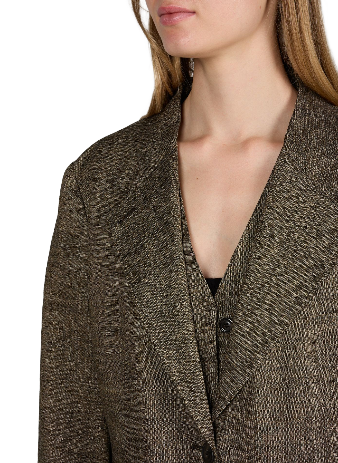 Blazer col tailleur en lin mélangé OUR LEGACY Beige