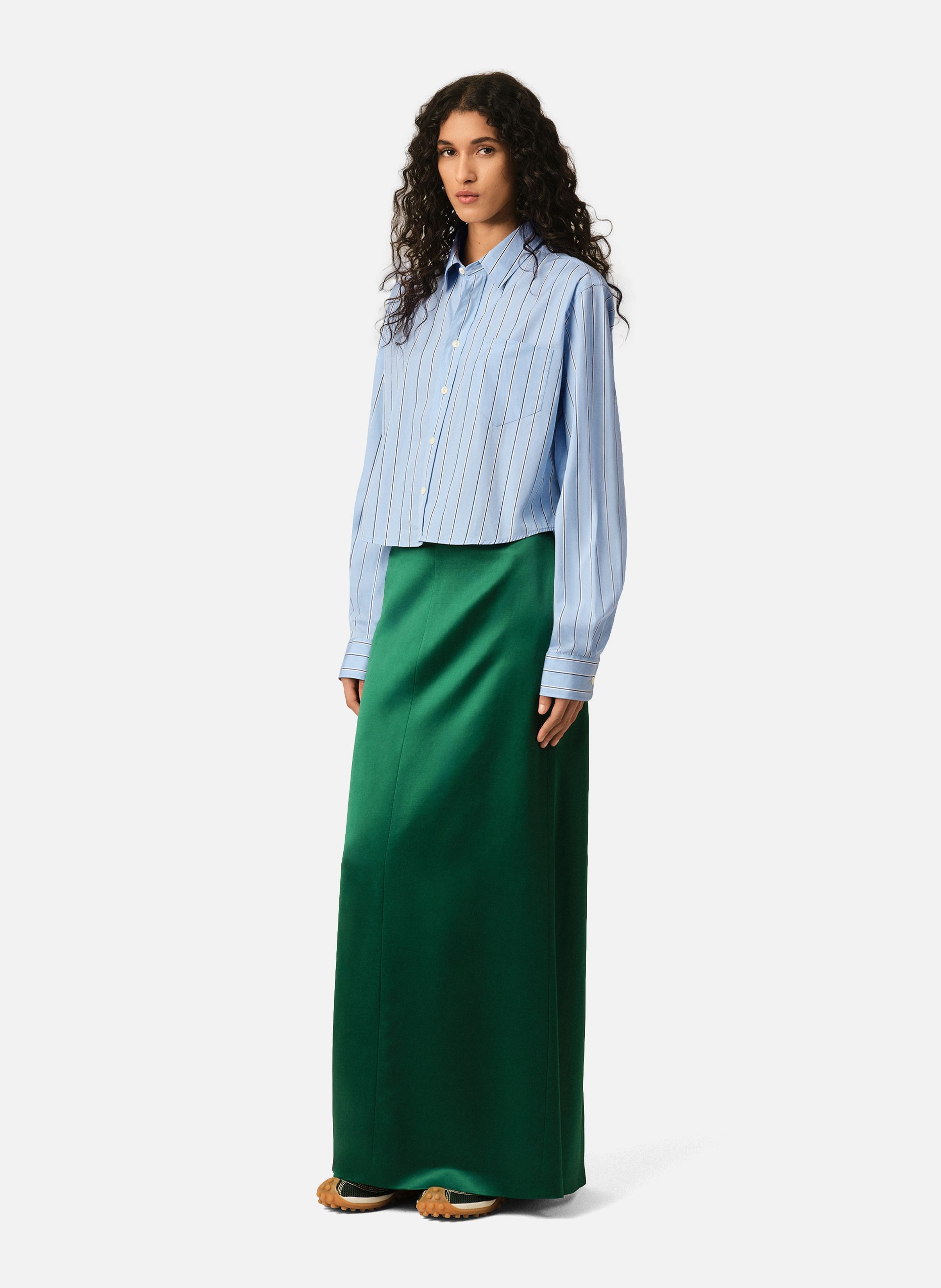 Chemise courte manches longues en coton AMI PARIS Bleu