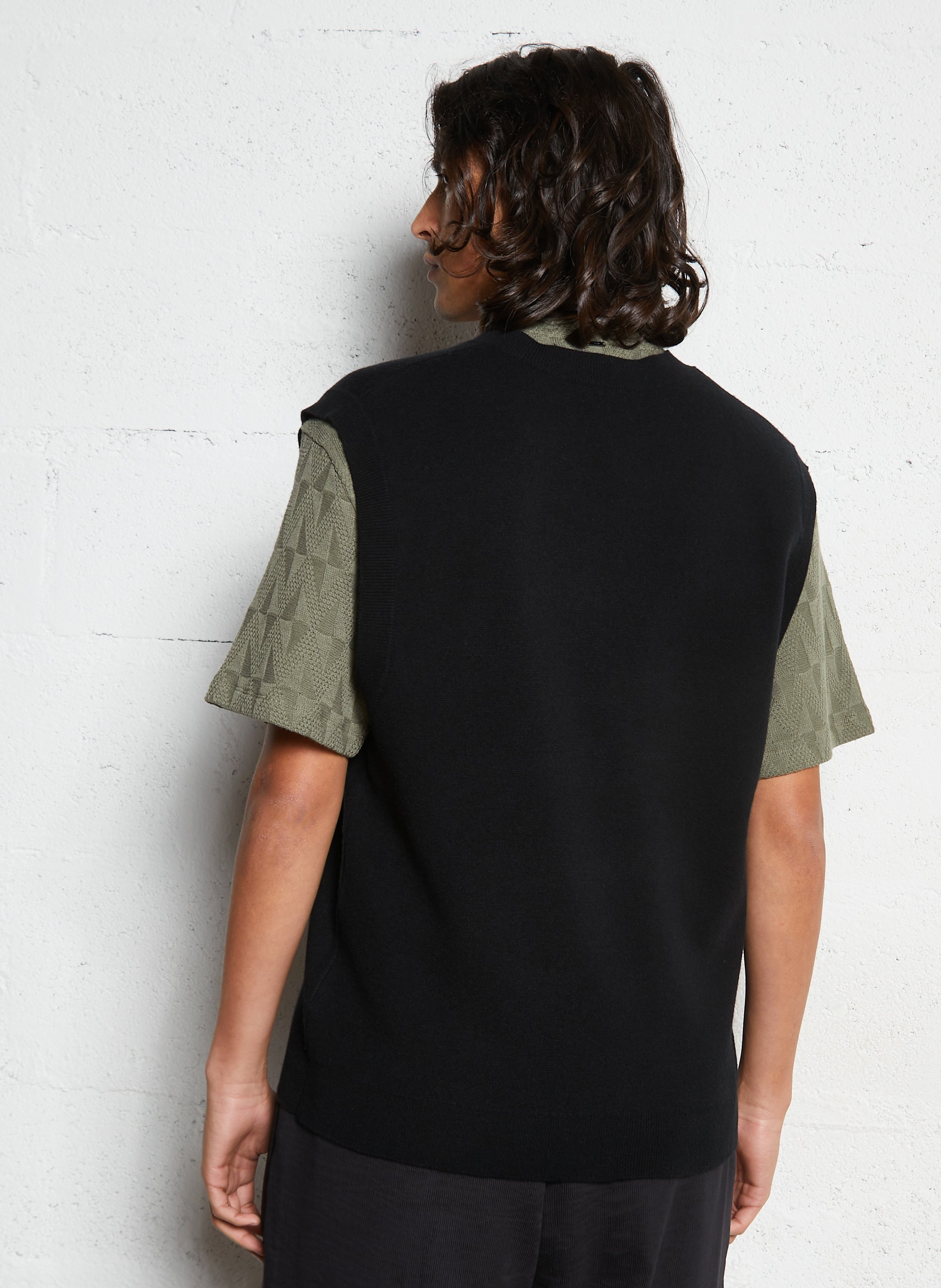 Pull droit sans manches col v IKKS Noir