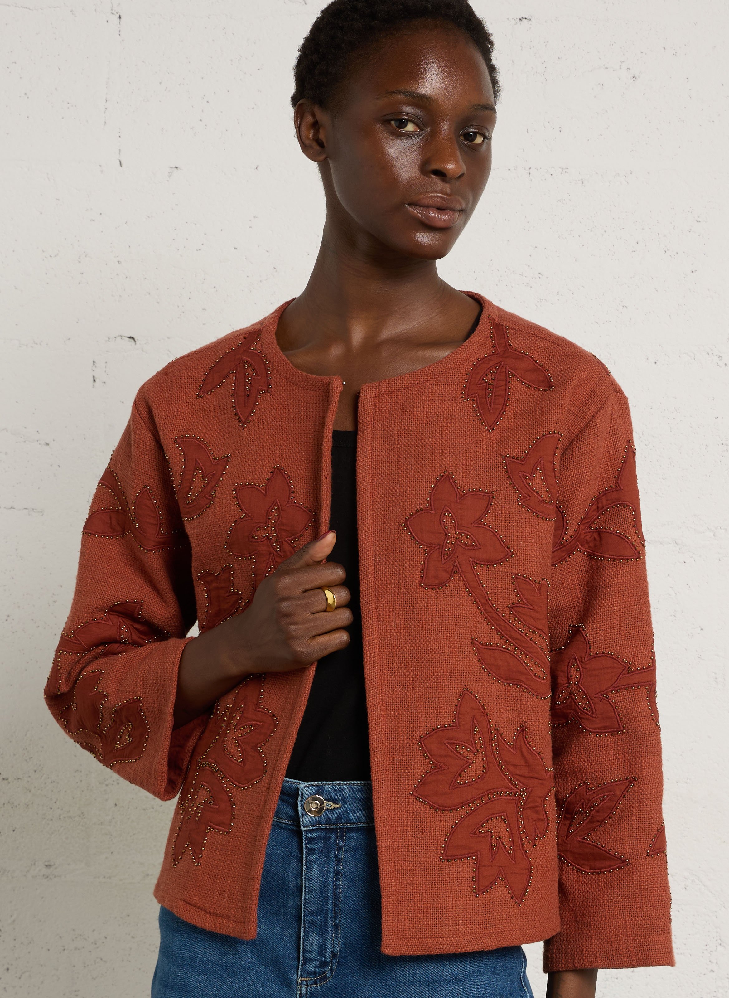 Veste droite en coton vitalie  Tomette