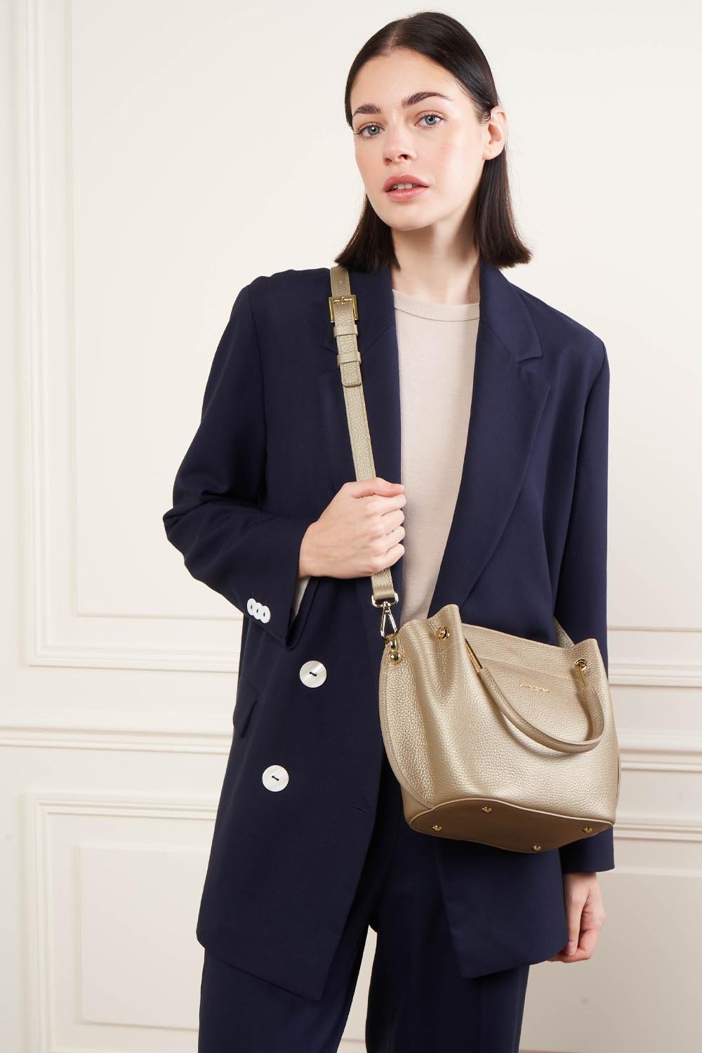 Sac à main - foulonné double louisa LANCASTER Doré