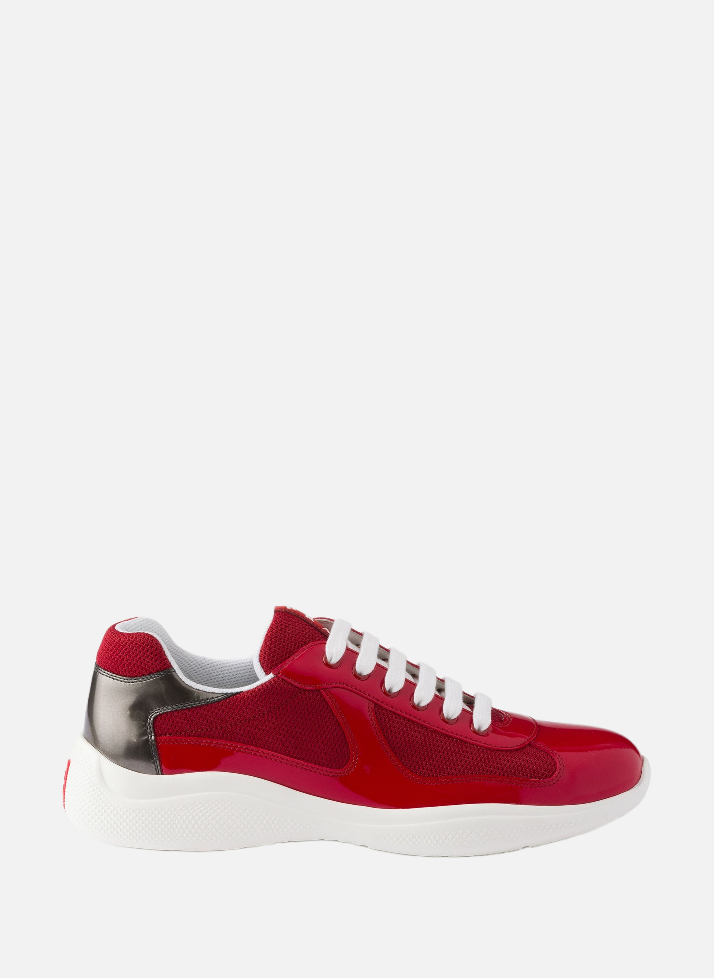 Sneakers prada america’s cup en cuir verni et tiss PRADA Rouge