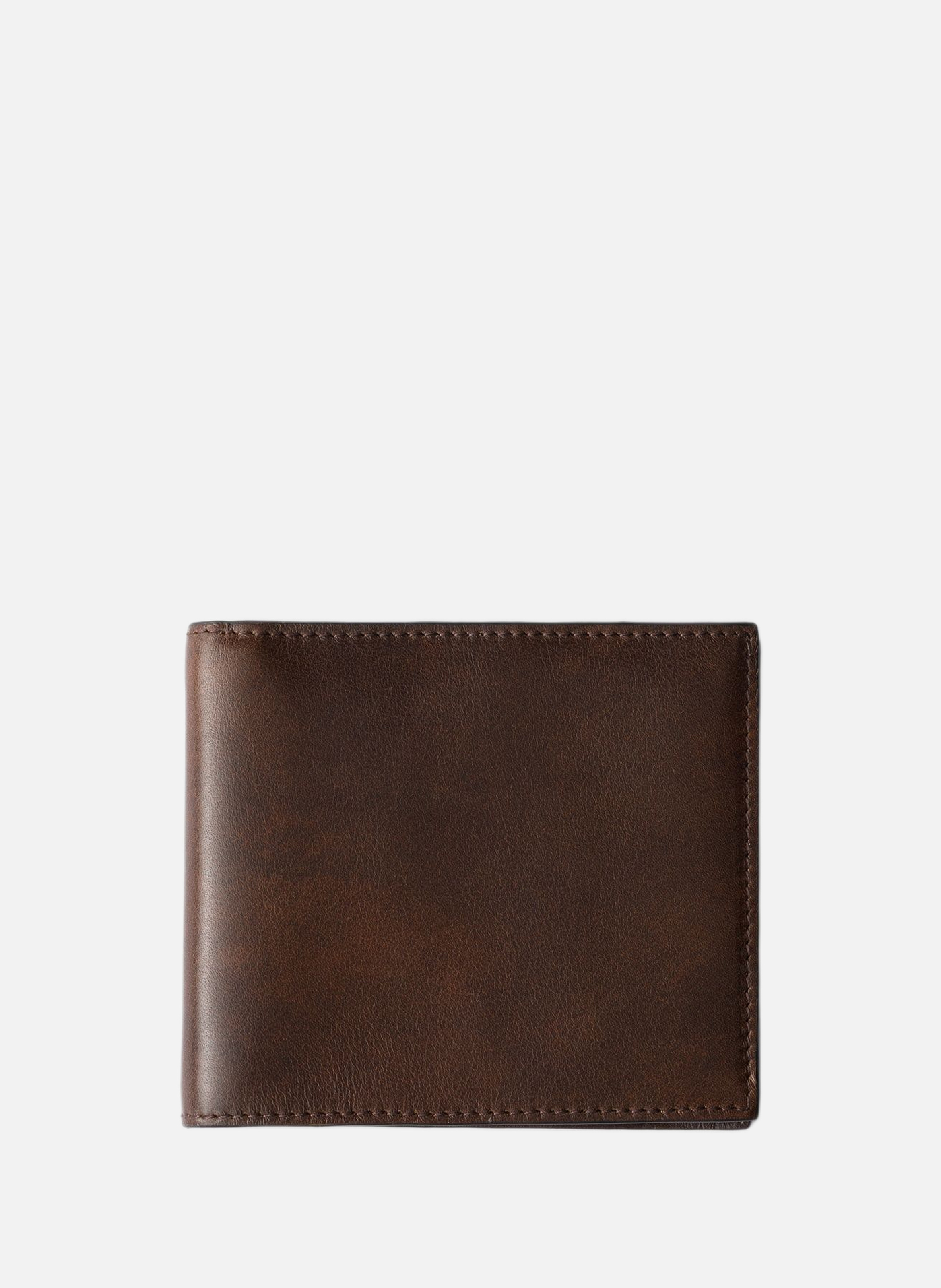 Portefeuille en cuir vieilli PRADA Marron