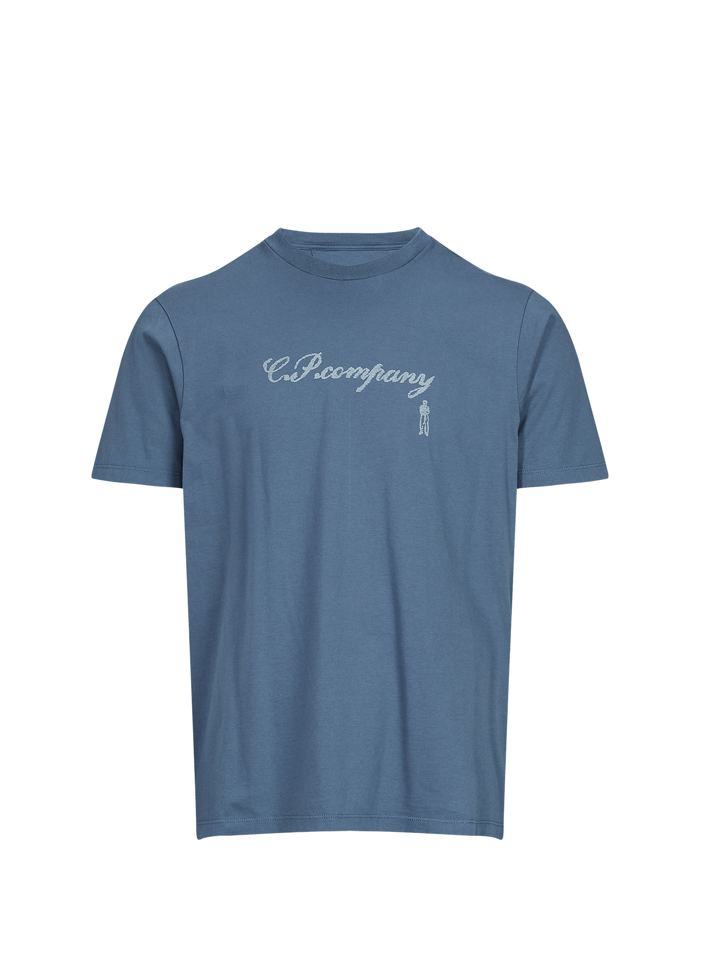 T-shirt à logo brodé en coton CP COMPANY Bleu