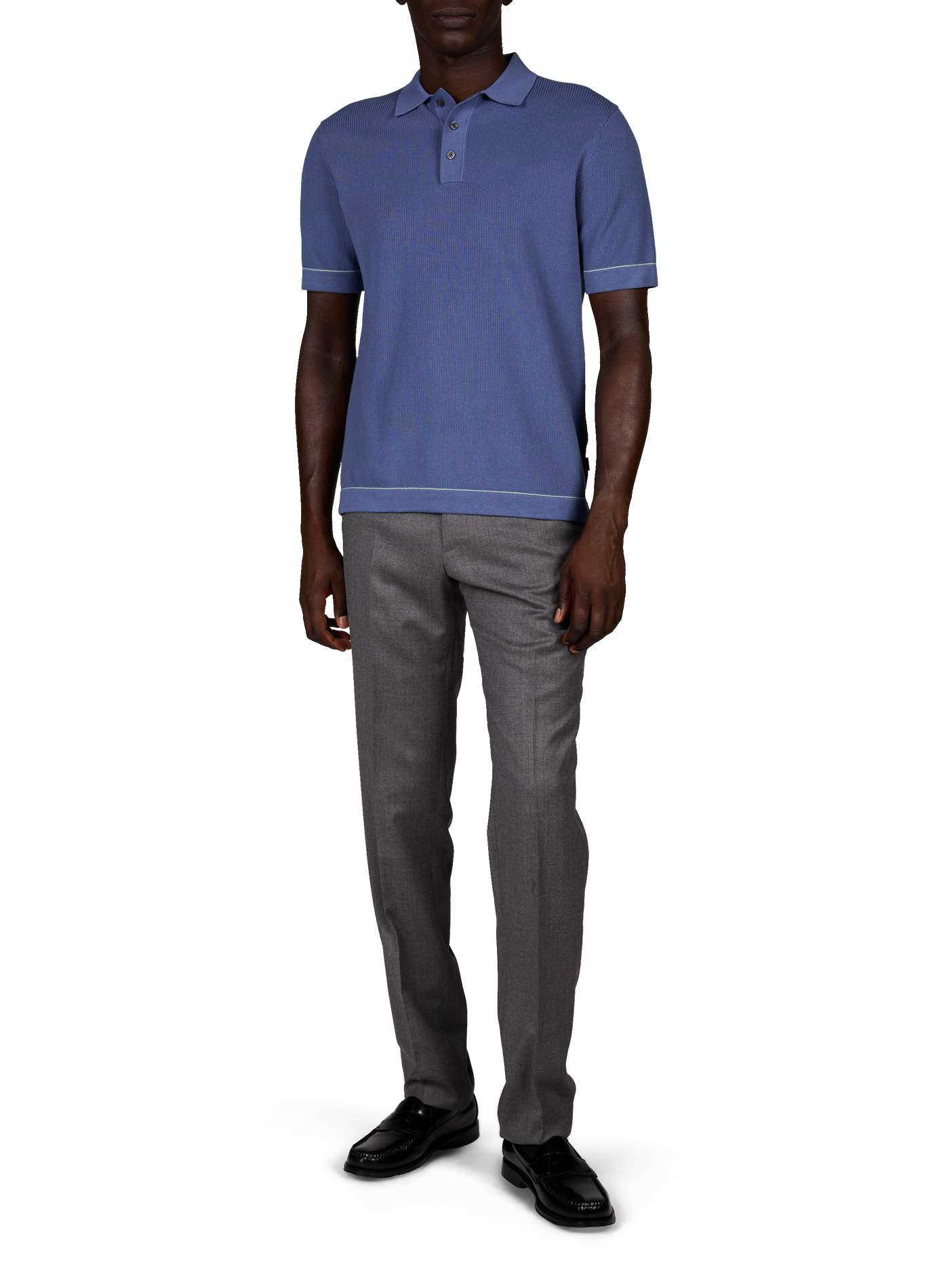 Polo côtelé en coton HACKETT Bleu