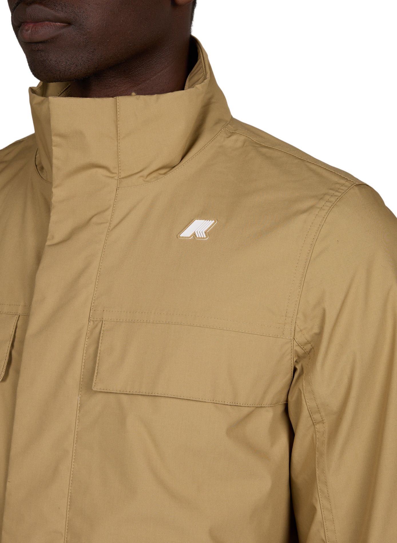 Jacket with high collar in blended cotton K-WAY Beige
