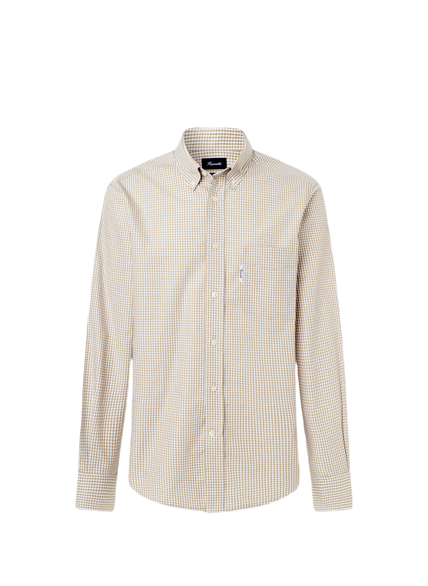 Chemise à carreaux vichy en popeline de coton FACONNABLE Beige