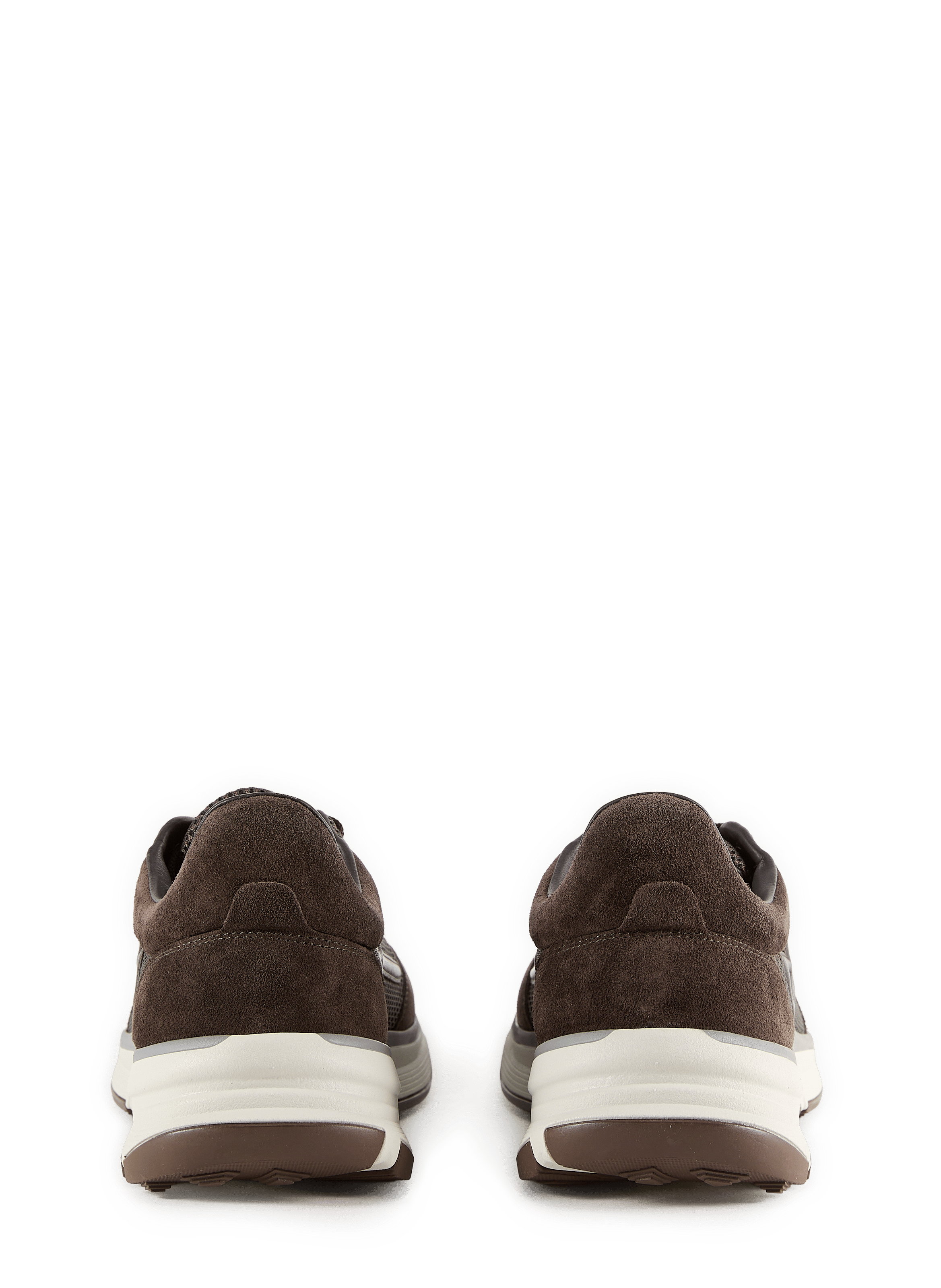 Low-top suede and mesh sneakers HERNO Brown