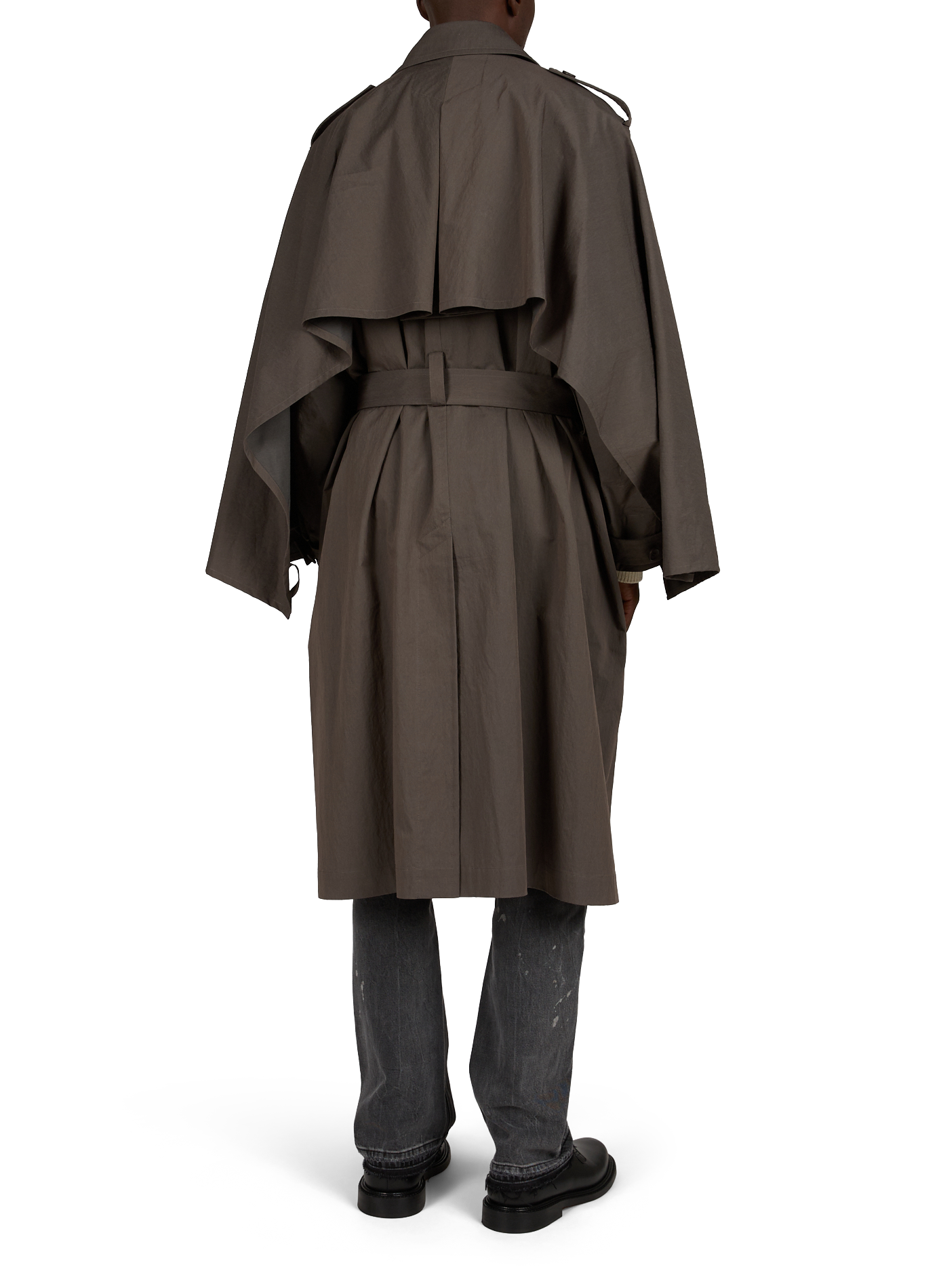 Mixed cotton trench coat ISSEY MIYAKE Brown