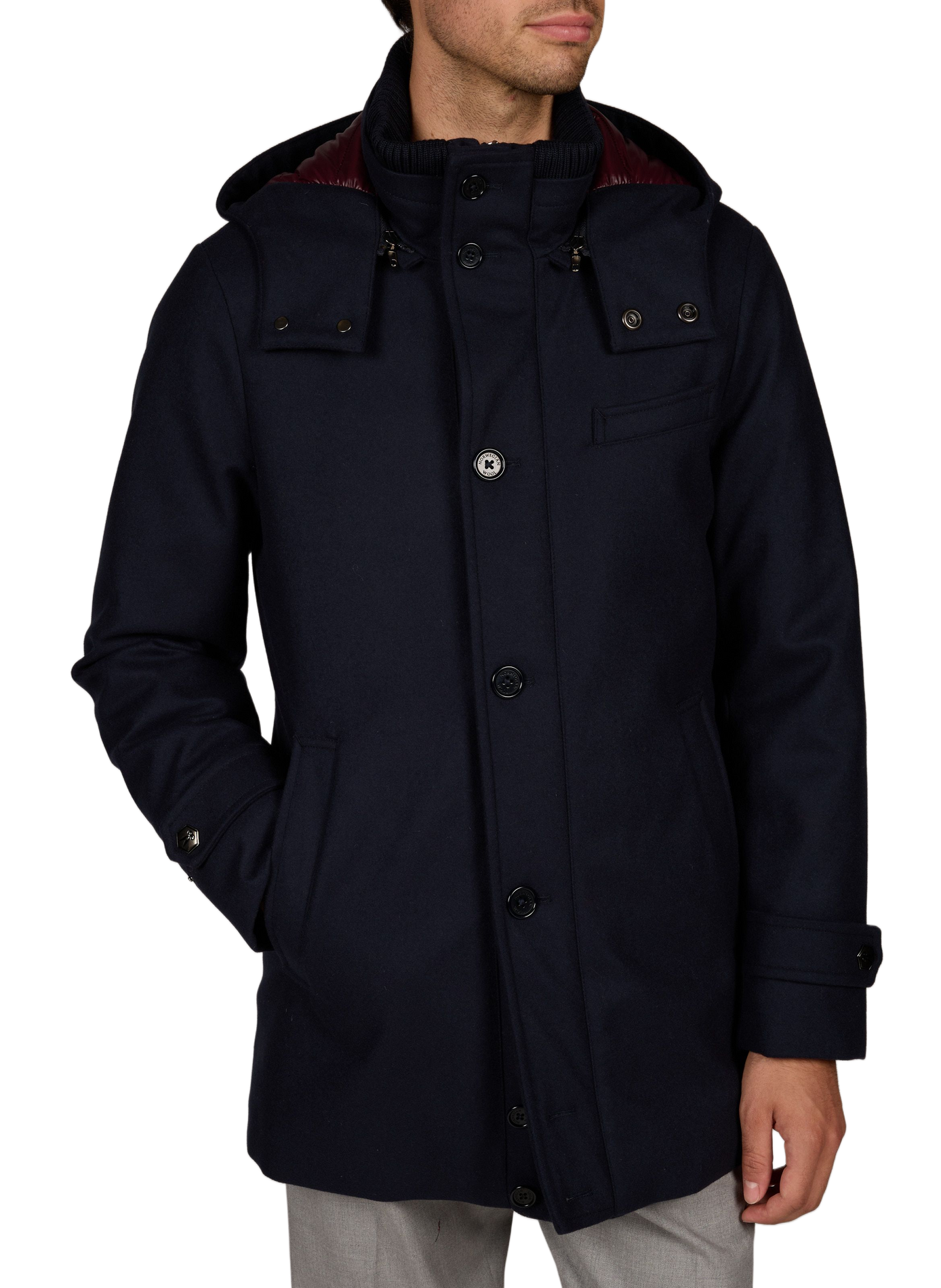 Weiter Parka mit hohem Kragen aus Wollmischung NORWEGIAN WOOL Blau