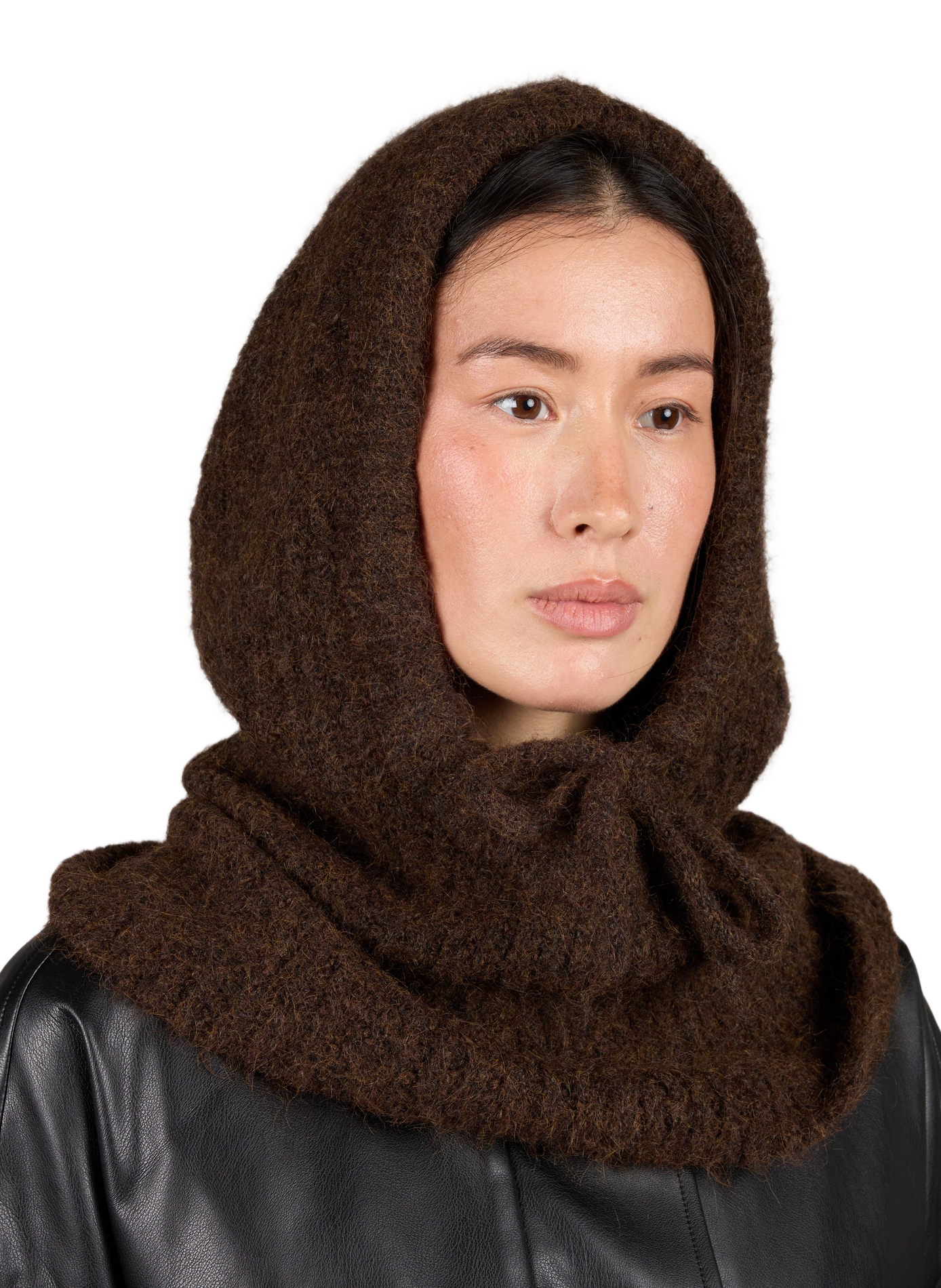 Knit hooded cagoule OBJECT Brown