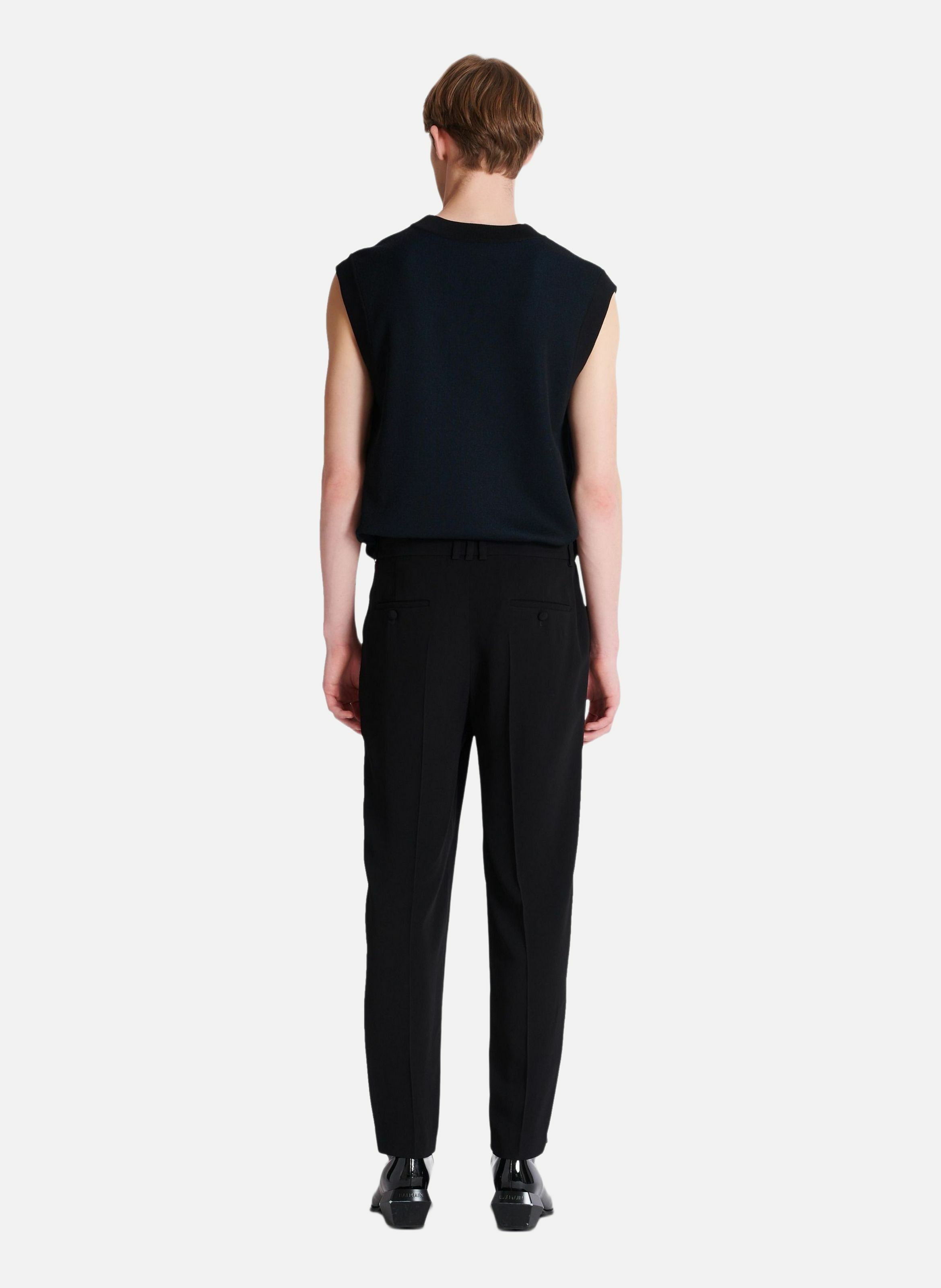 Pantalon droit en crêpe BALMAIN Noir