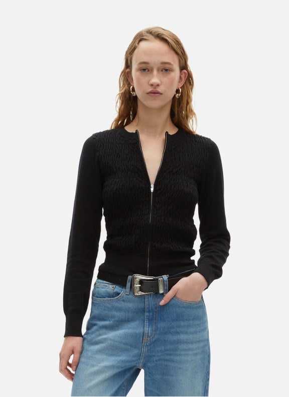 Cardigan en coton zippé Noir by THE KOOPLES THE KOOPLES Cardigan en coton zippé Noir