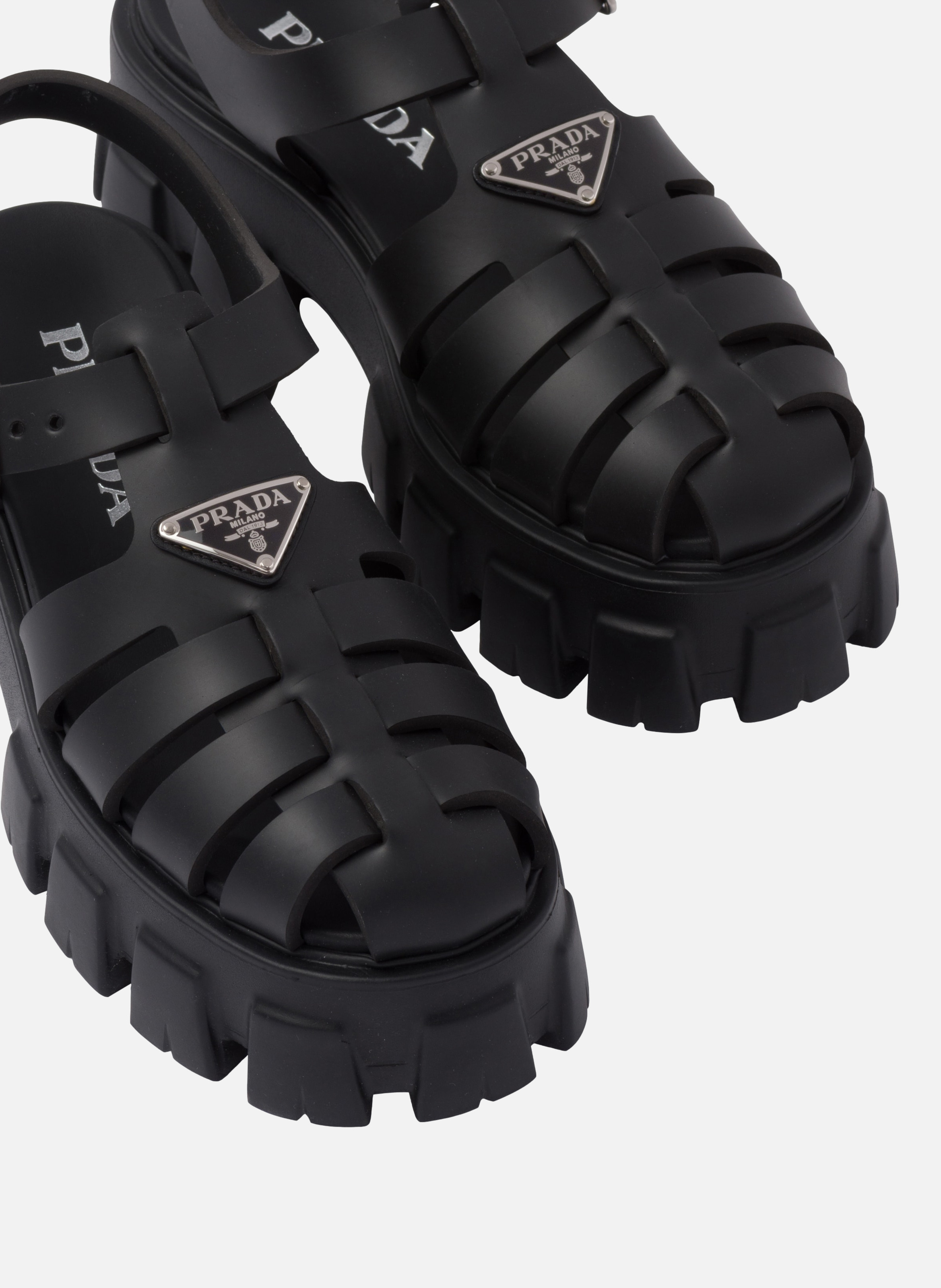 Sandales monolith en gomme PRADA Noir