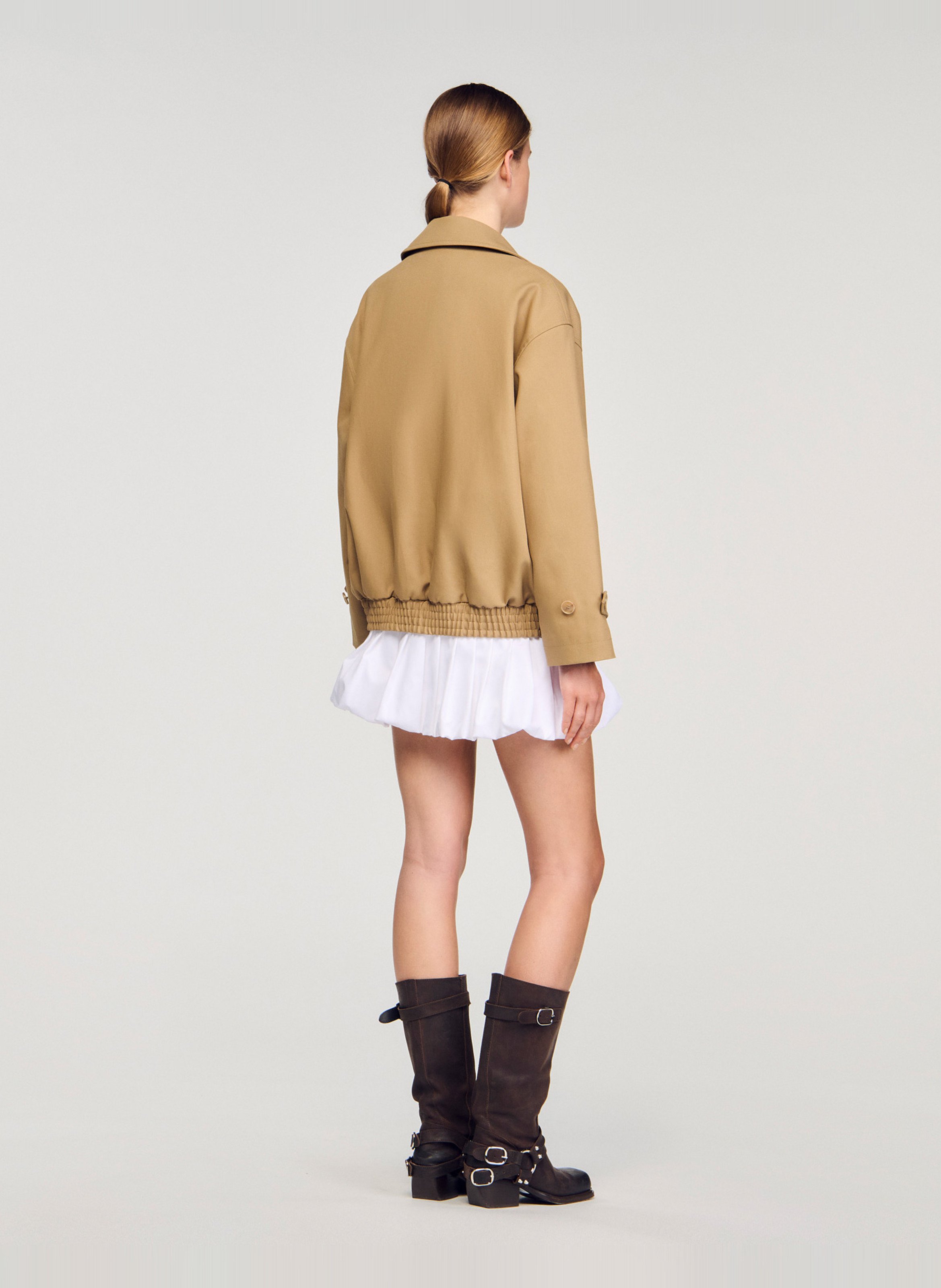 Trench court oversize en coton SANDRO Beige