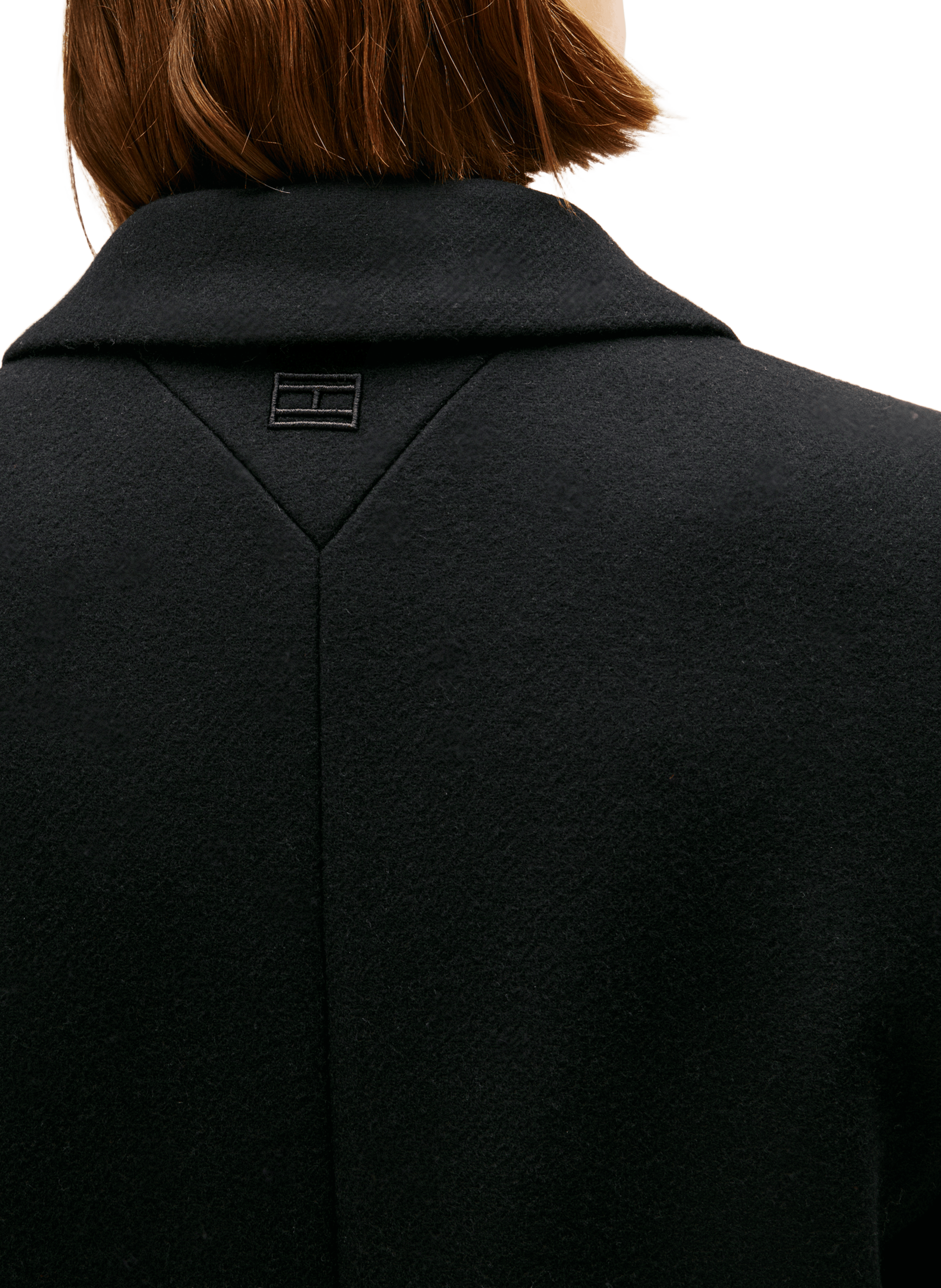 Manteau long en laine mélangée et cachemire TOMMY HILFIGER Noir