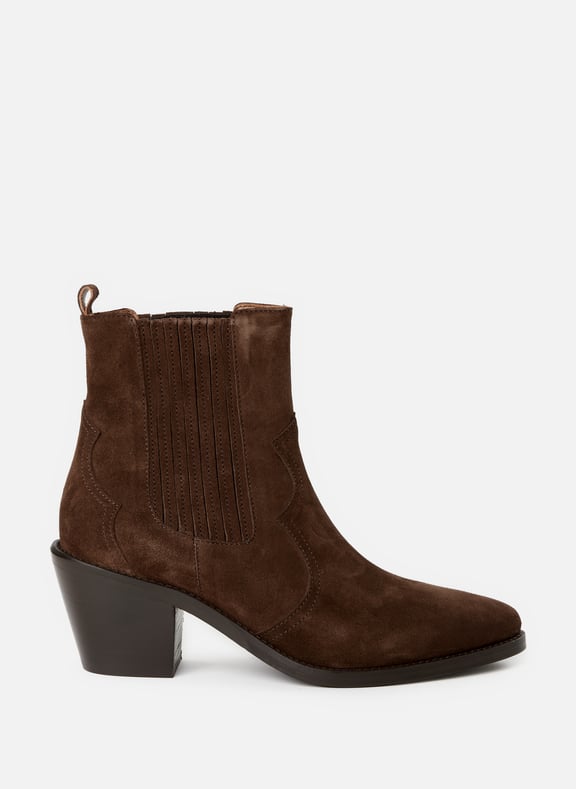 Bottines à talon en cuir Marron by BOBBIES BOBBIES Bottines à talon en cuir Marron