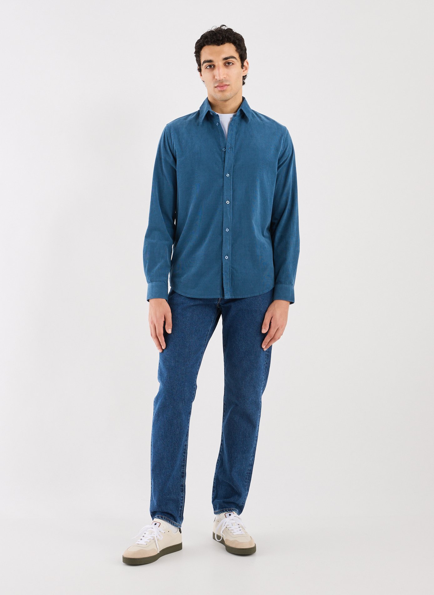 Chemise côtelée en coton SAMSOE SAMSOE Bleu