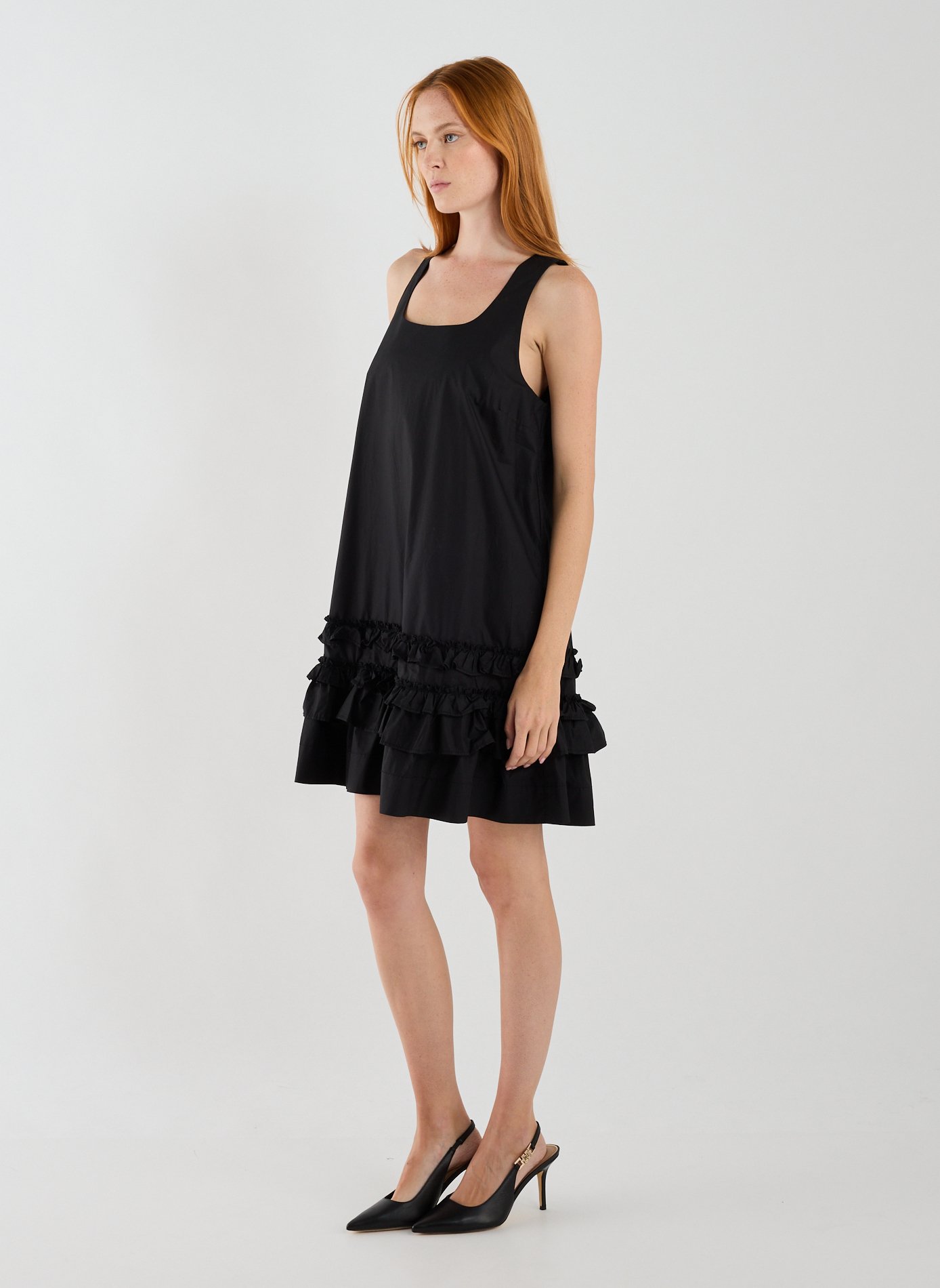 GANNI Robe col U en coton Noir