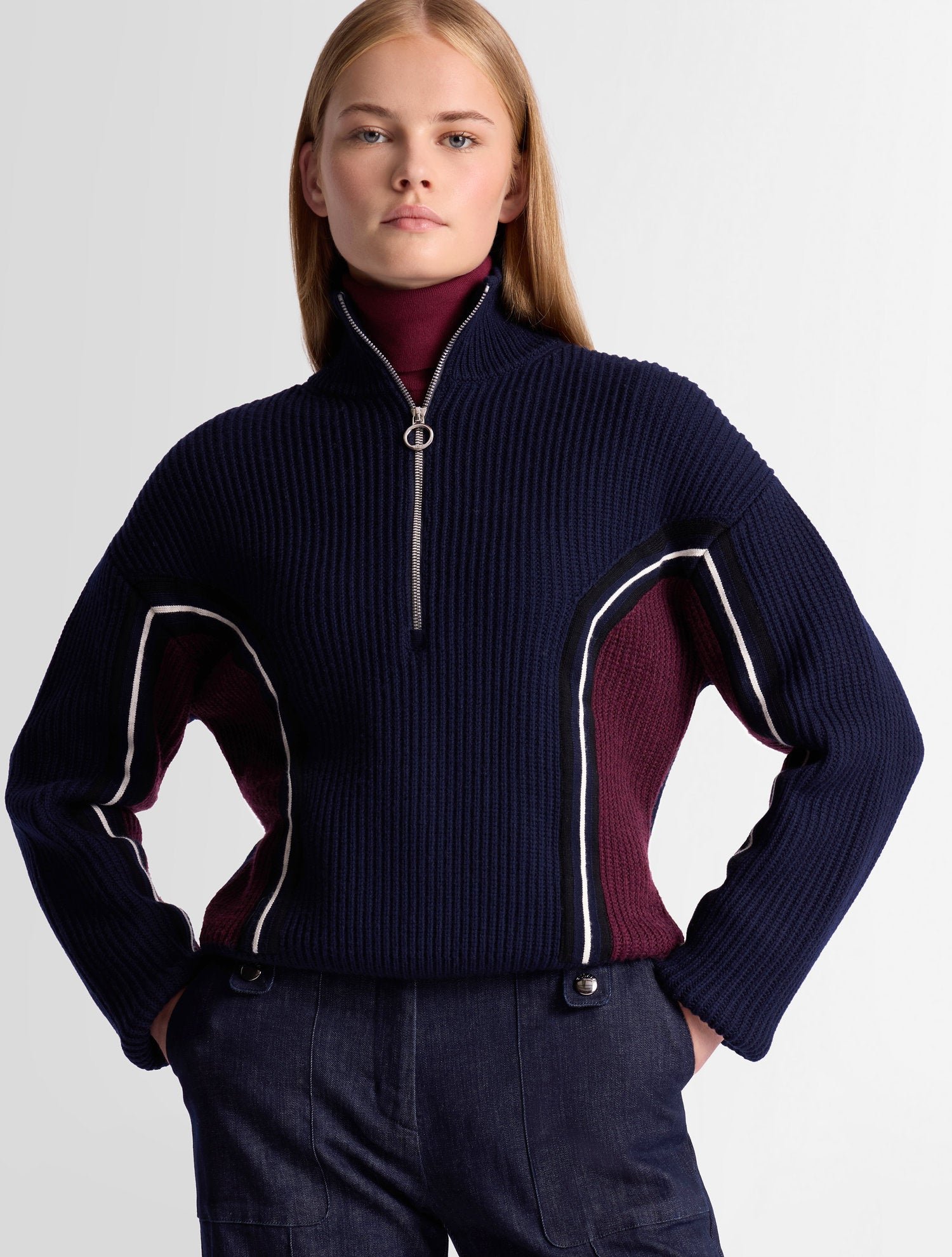 Pull mirala col montant coupe regular FUSALP Bleu