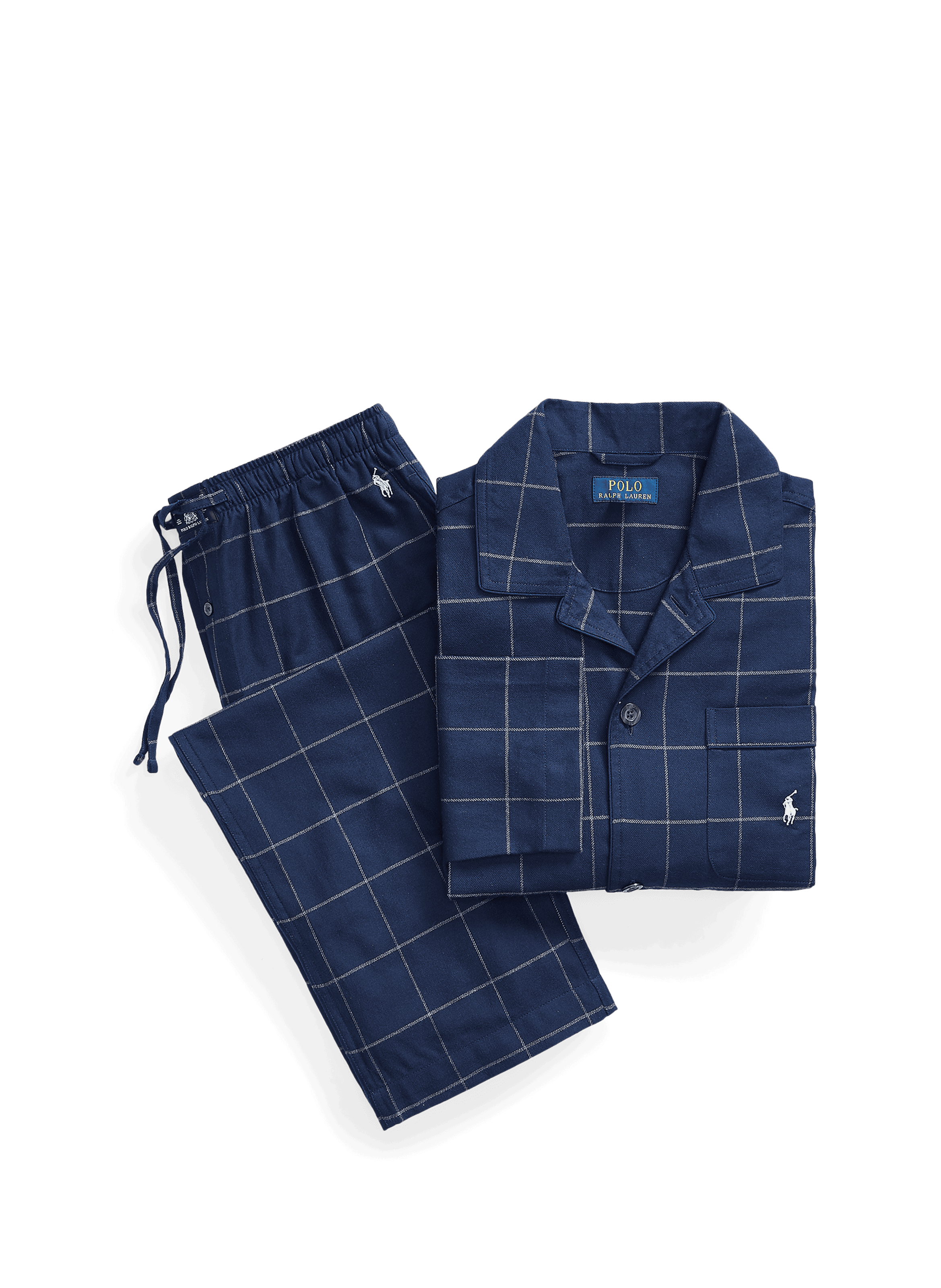 POLO RALPH LAUREN Checked cotton pajama set Blue
