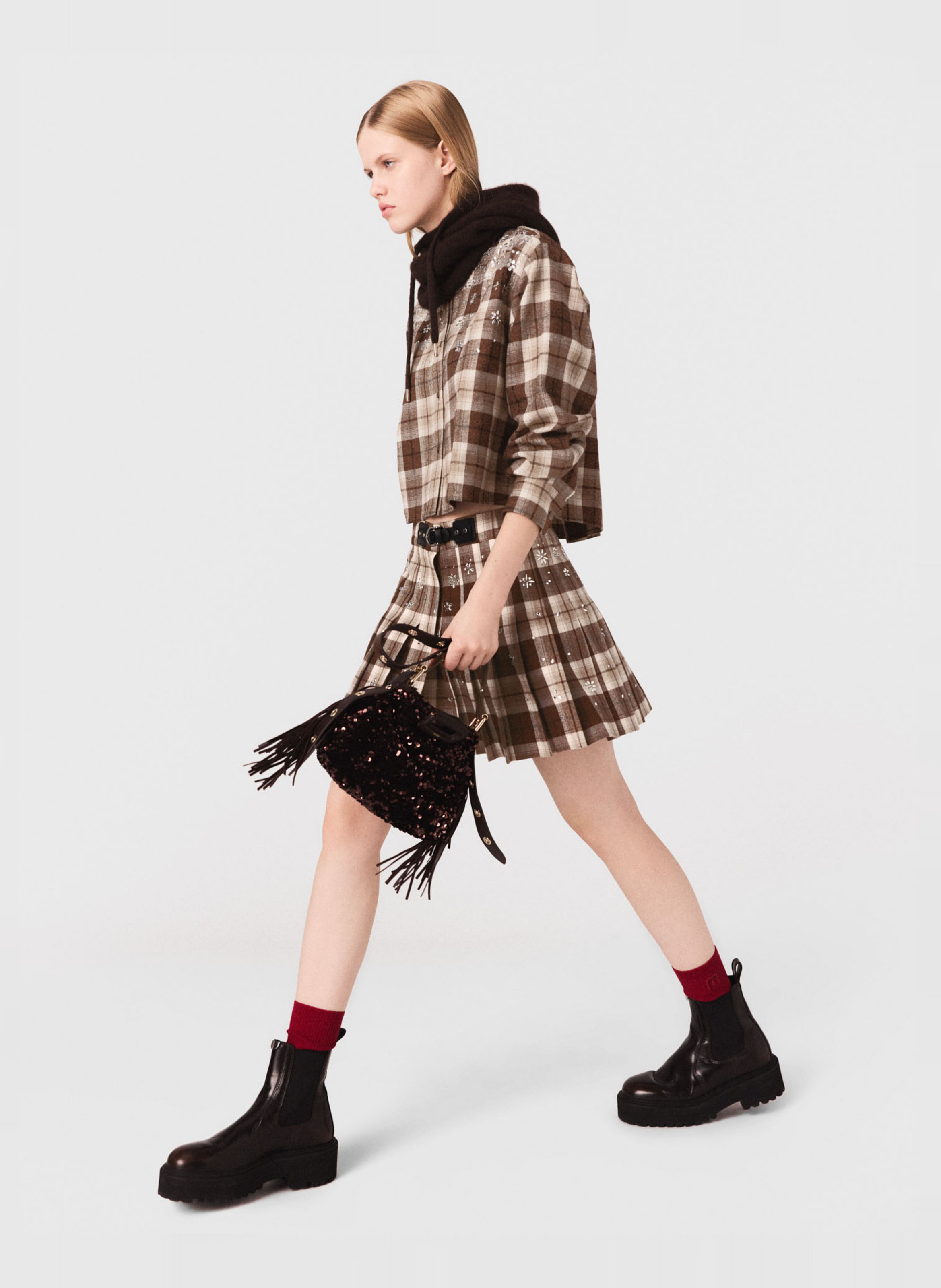 Chemise col classique en coton mélangé MAJE Marron