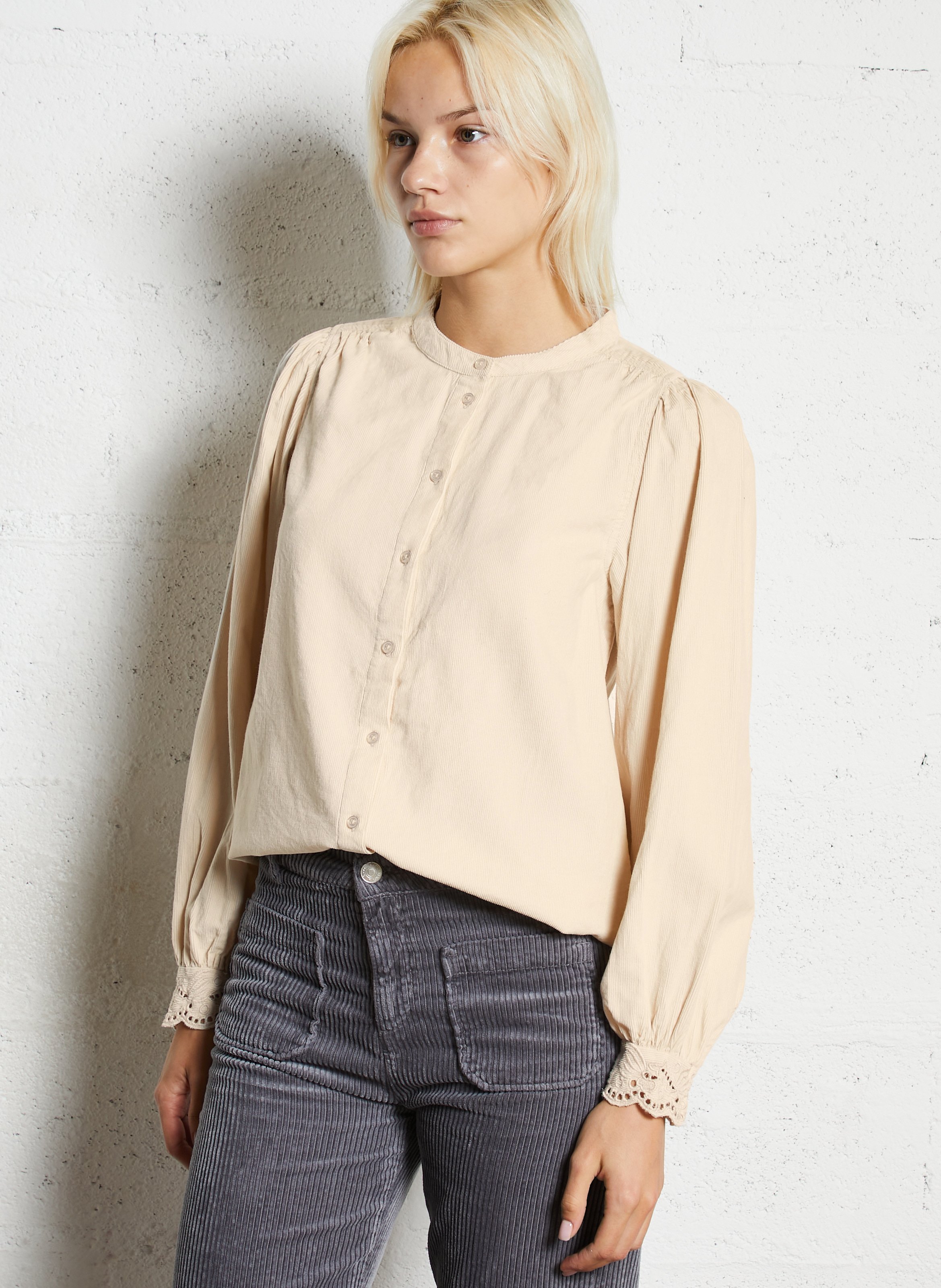 Blouse col rond en velours côtelé senna MAISON 123 Beige