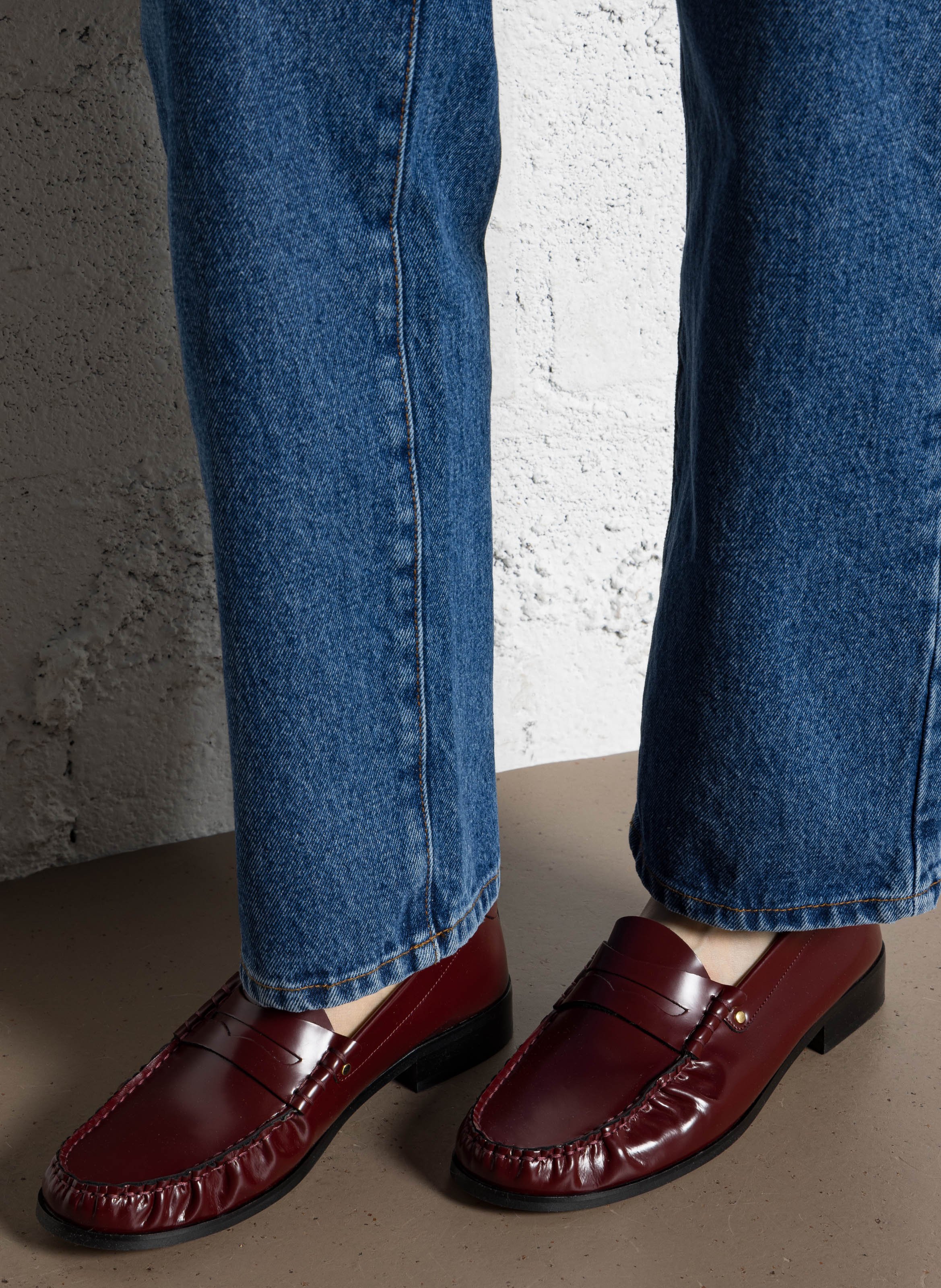 Mocassins en cuir n°182 RIVECOUR Rouge