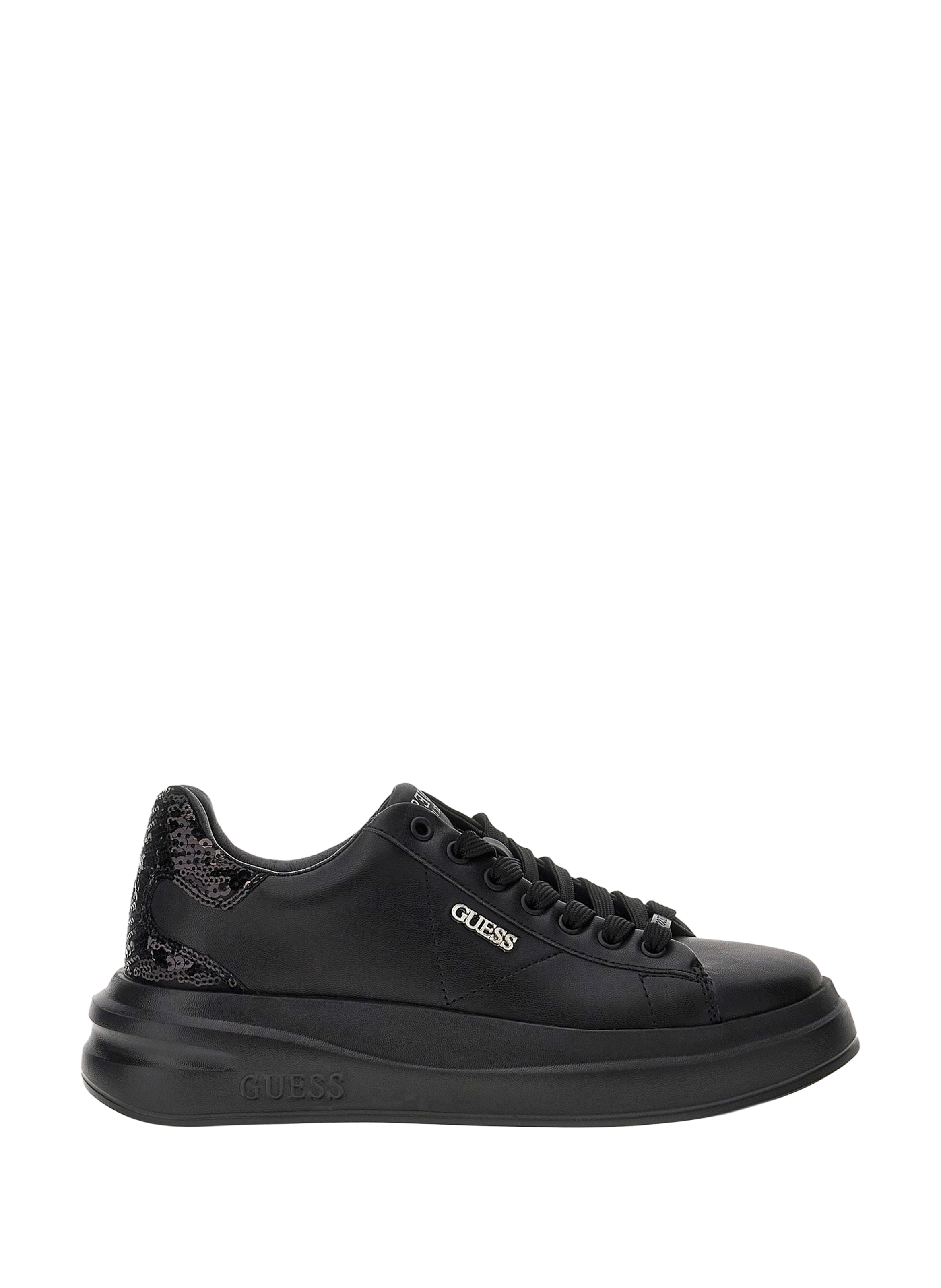 Low-top sneakers in cow leather with sequins. GUESS Black