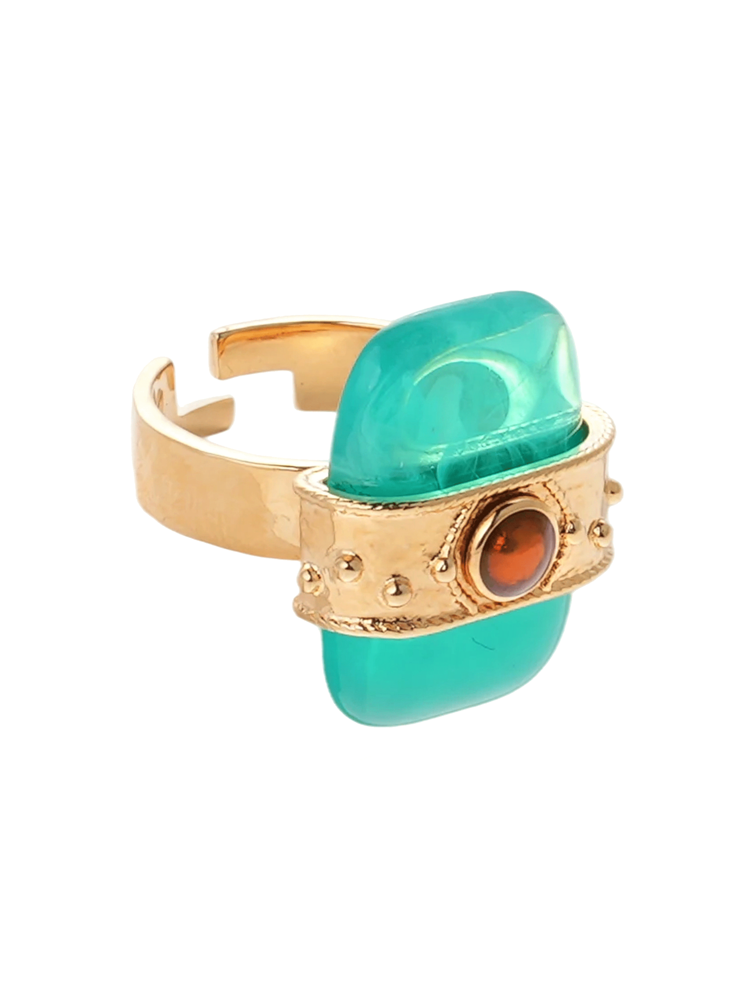 Bague réglable avec cabochon central nepali HIPANEMA Bleu