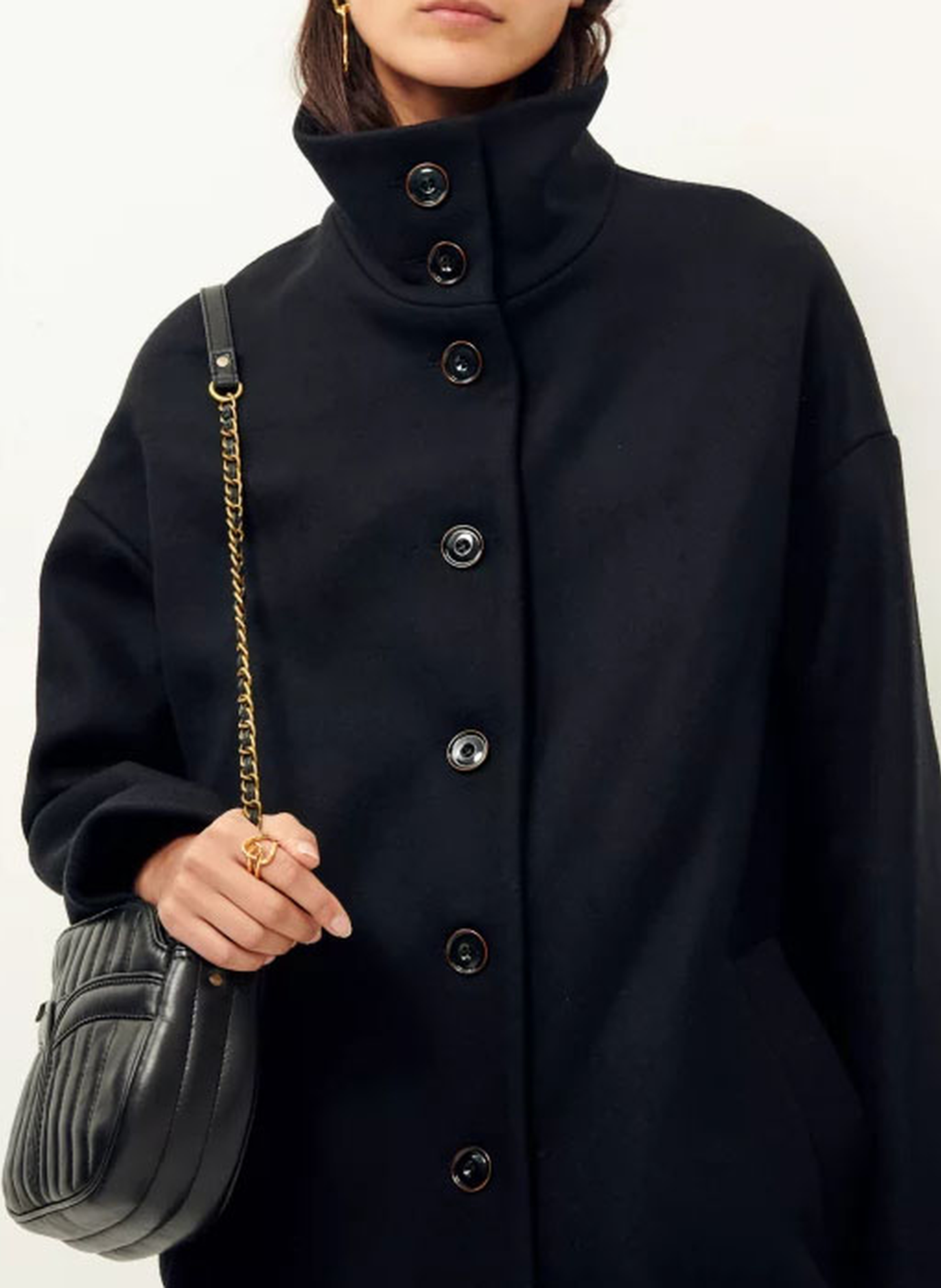 Manteau col montant en laine mélangée paradise SESSUN Noir