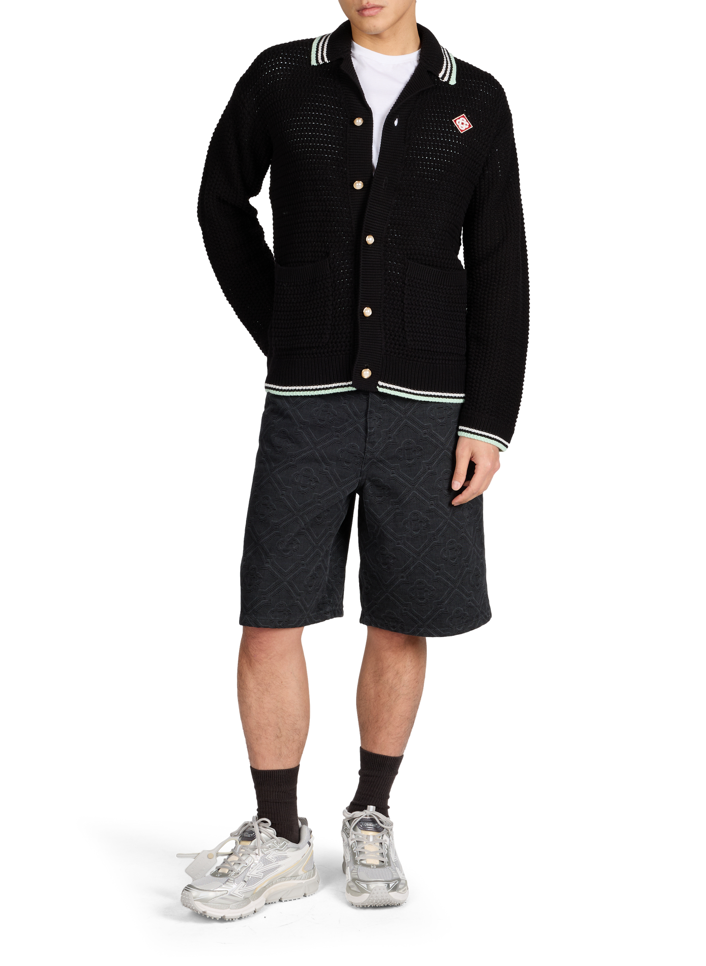 Monogram cotton denim shorts CASABLANCA PARIS Black