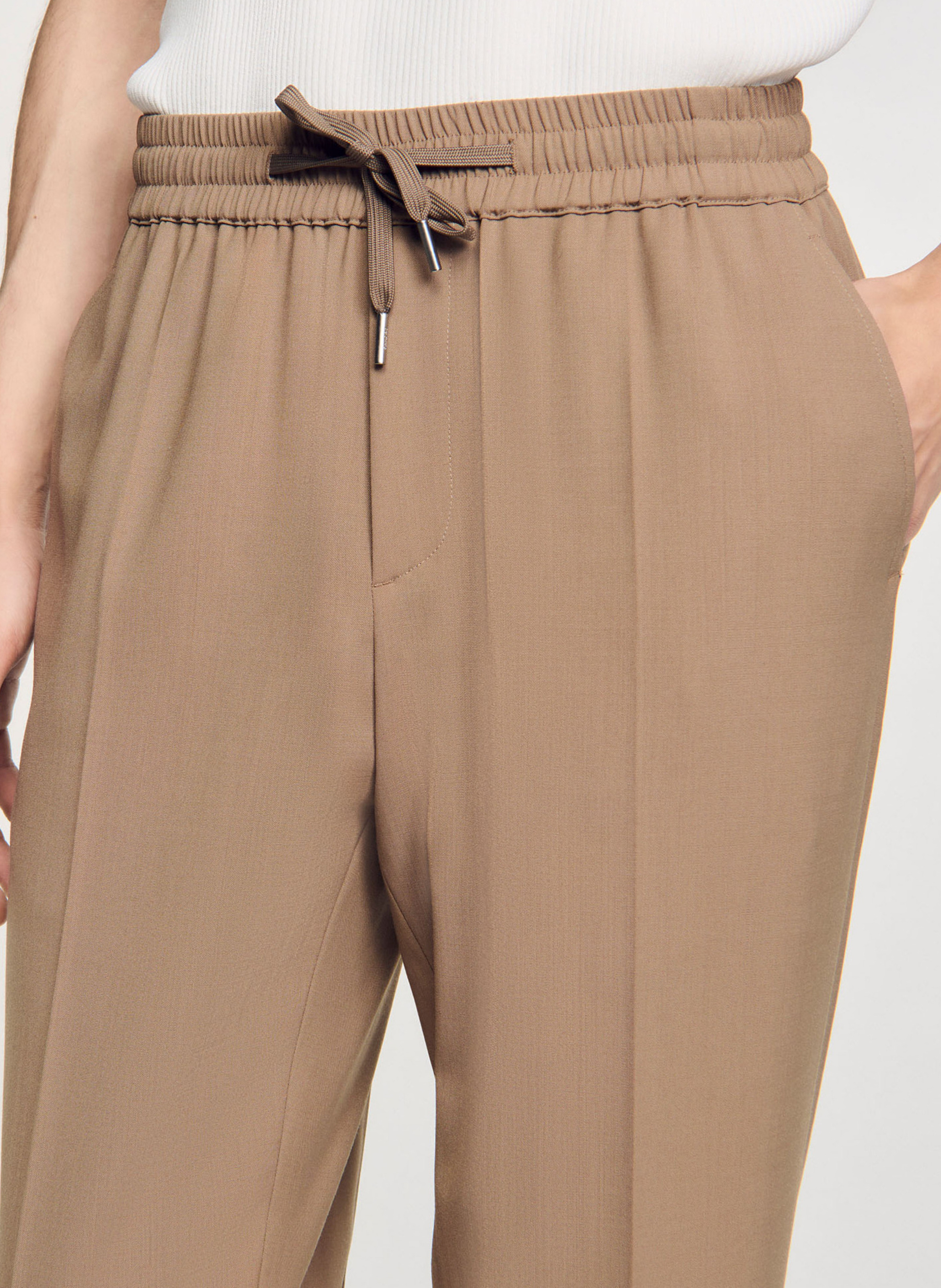 Pantalon droit élastiqué SANDRO Marron
