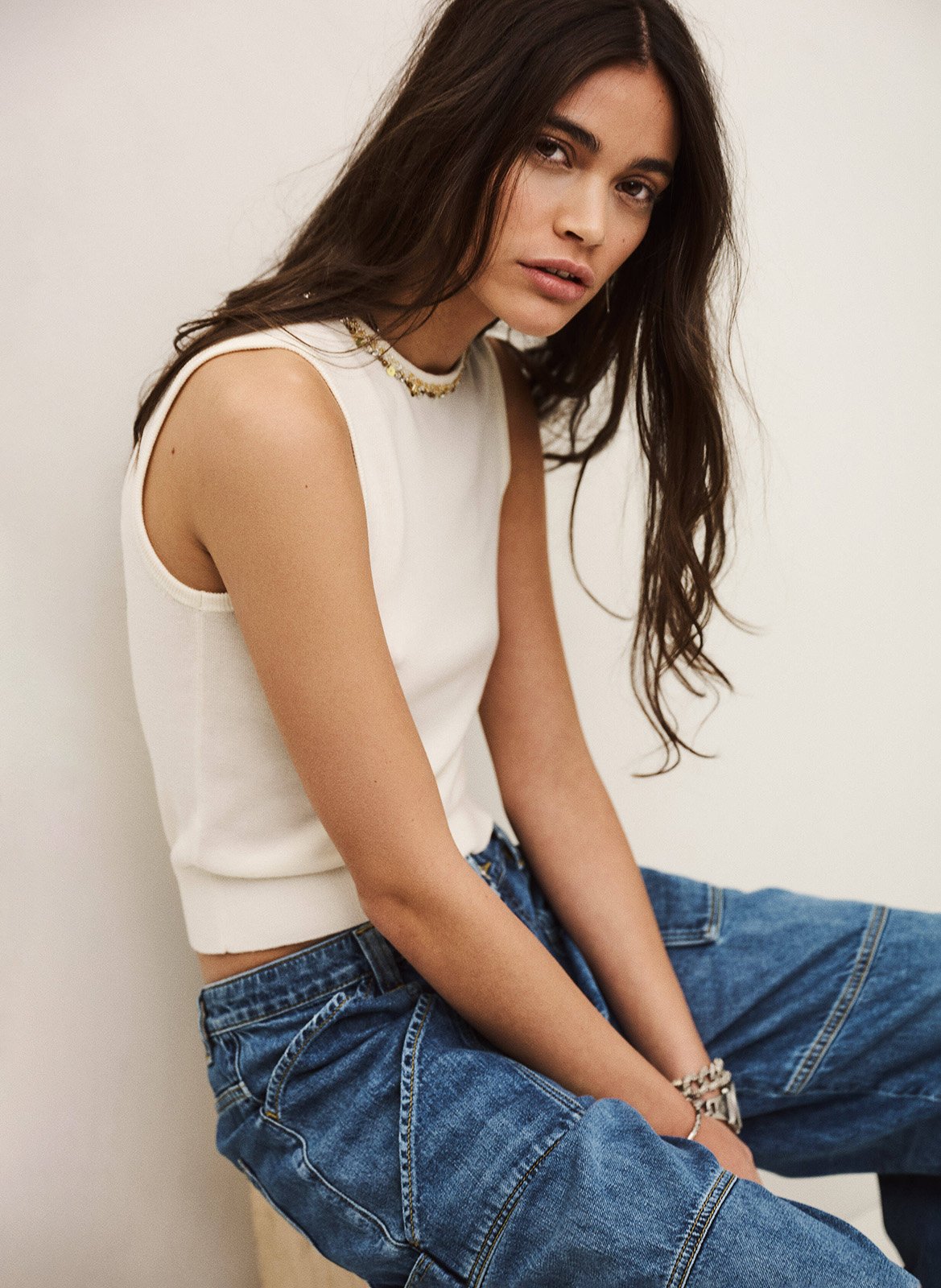 Débardeur col rond en laine bamma BA&SH Beige