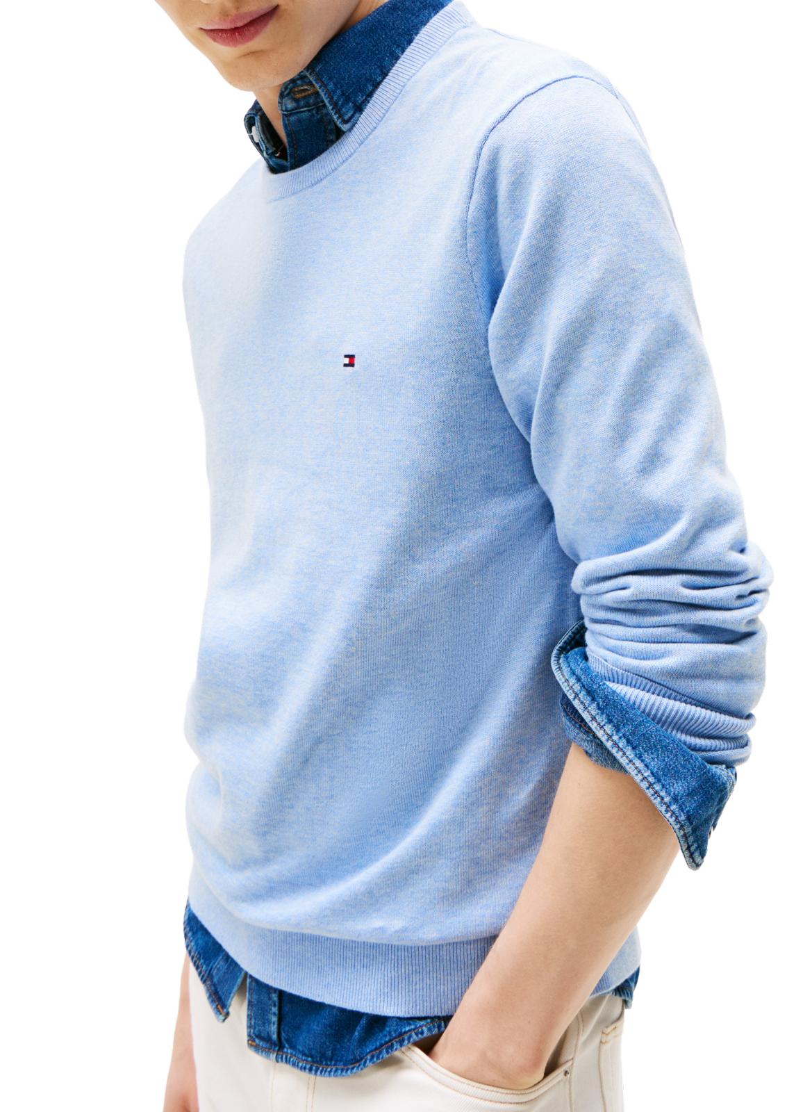 Cotton sweater with embroidered flag TOMMY HILFIGER Blue