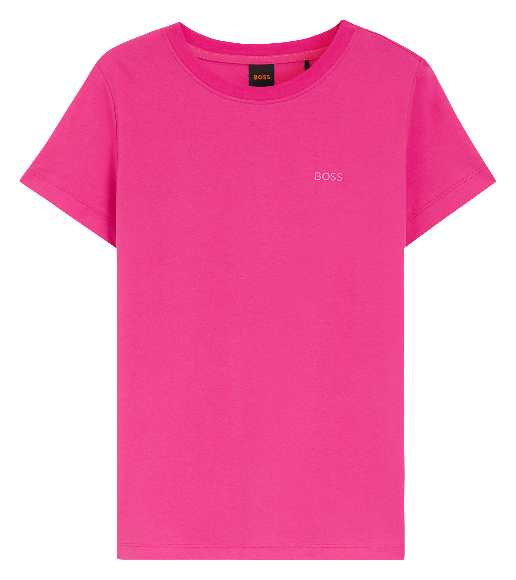 Tee-shirt droit col rond brodé en laine vierge BOSS Rose