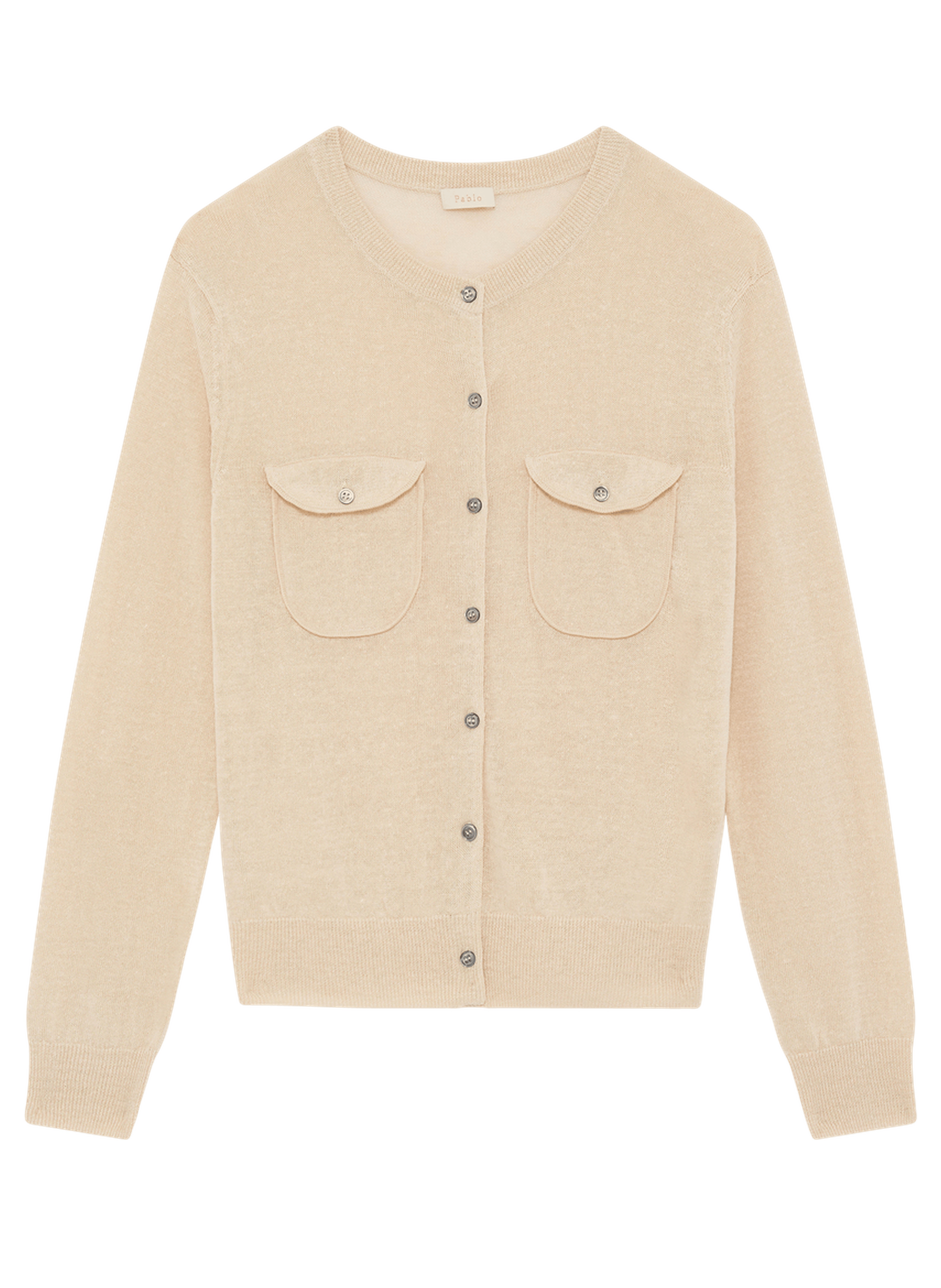 Gilet à col rond en lin mélangé - laurie PABLO Beige