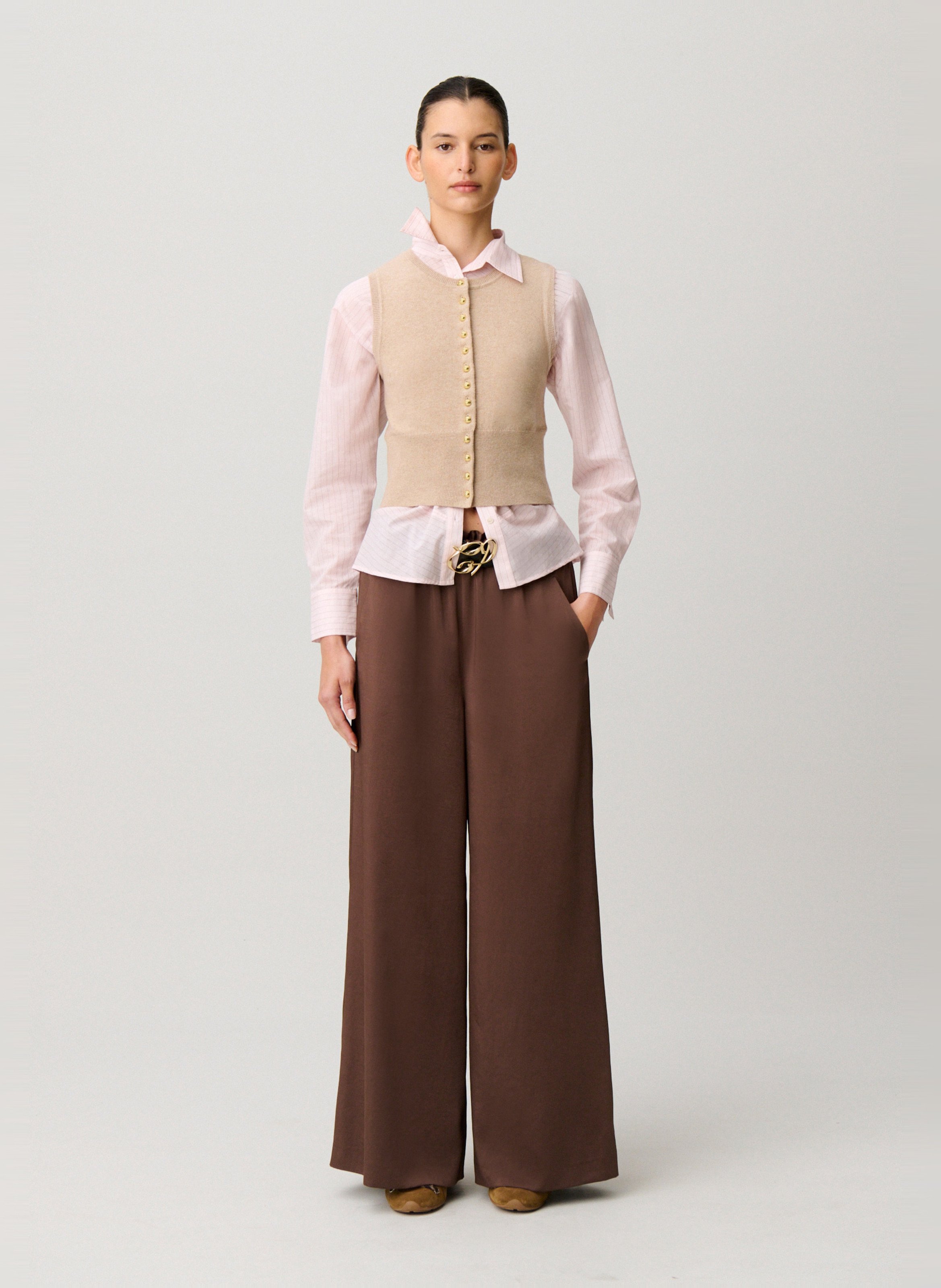 Pantalon large CLAUDIE PIERLOT Marron